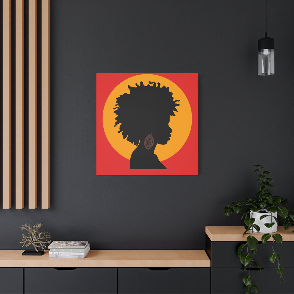 Black Woman Profile with Afro & Earring - Canvas Art
