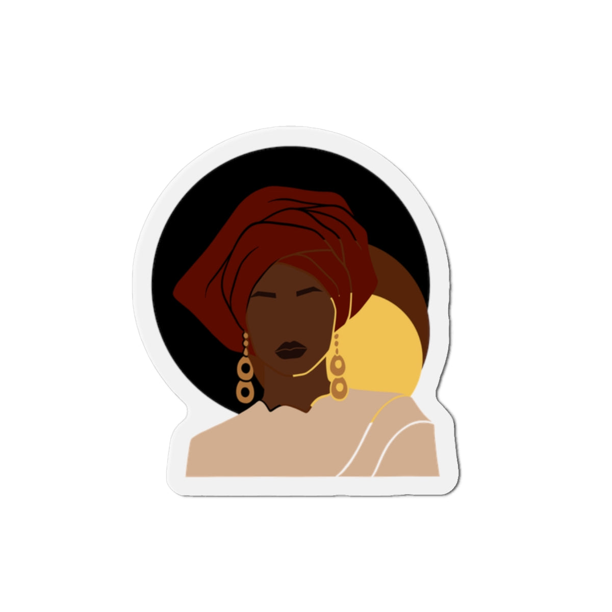 Bold Headwrap & Gold Hoop Woman — Magnet