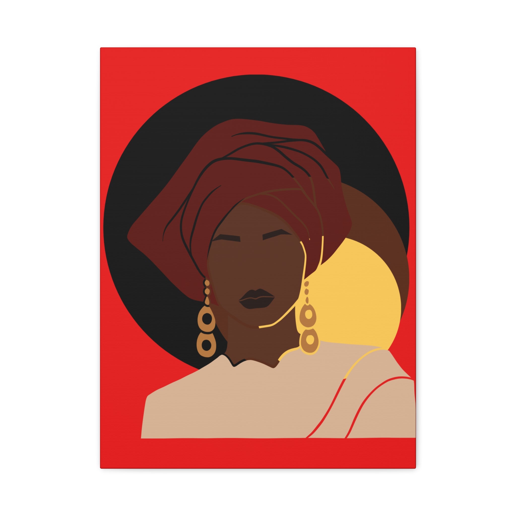 African Woman Black, Brown, and Yellow — Canvas Art