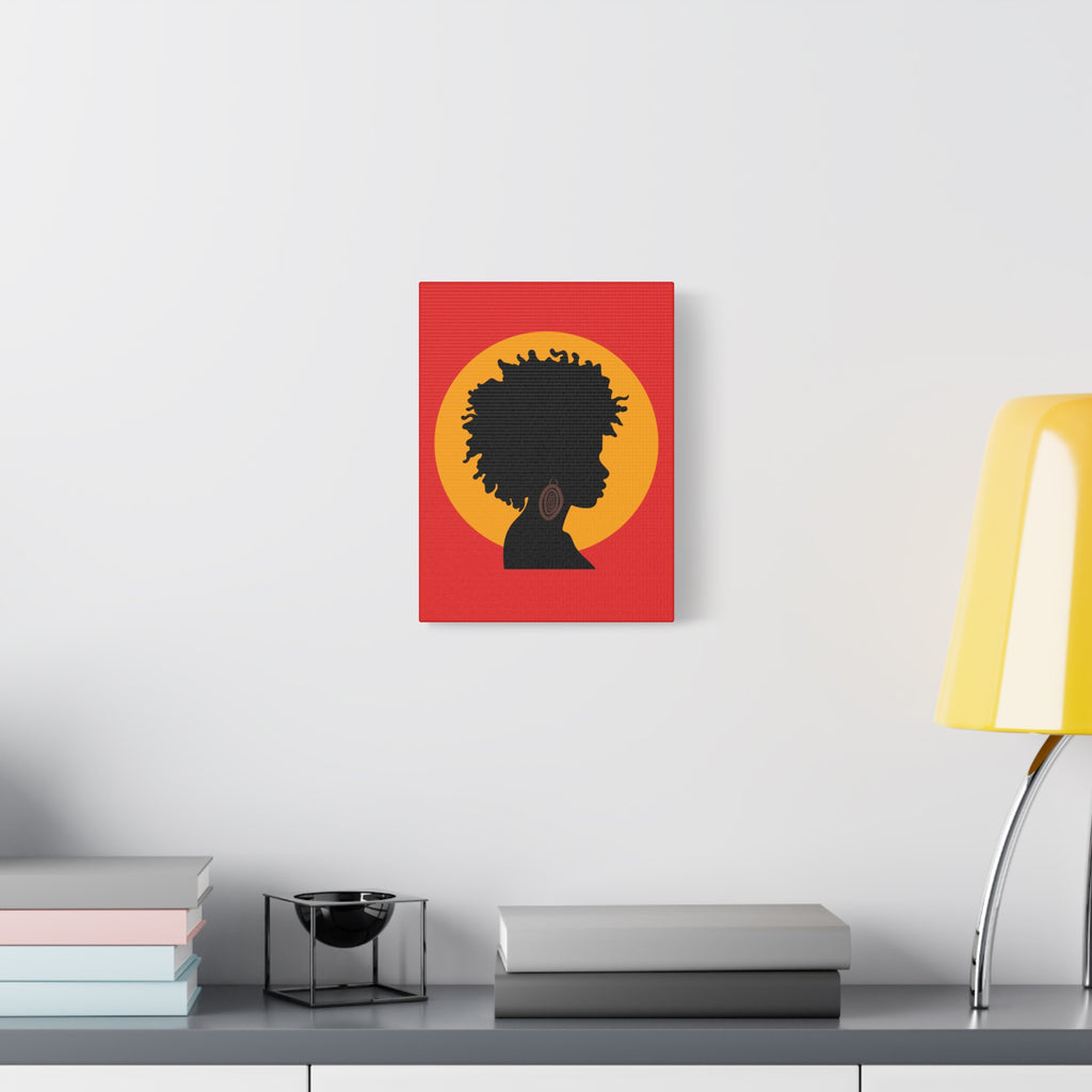 Black Woman Profile with Afro & Earring - Canvas Art