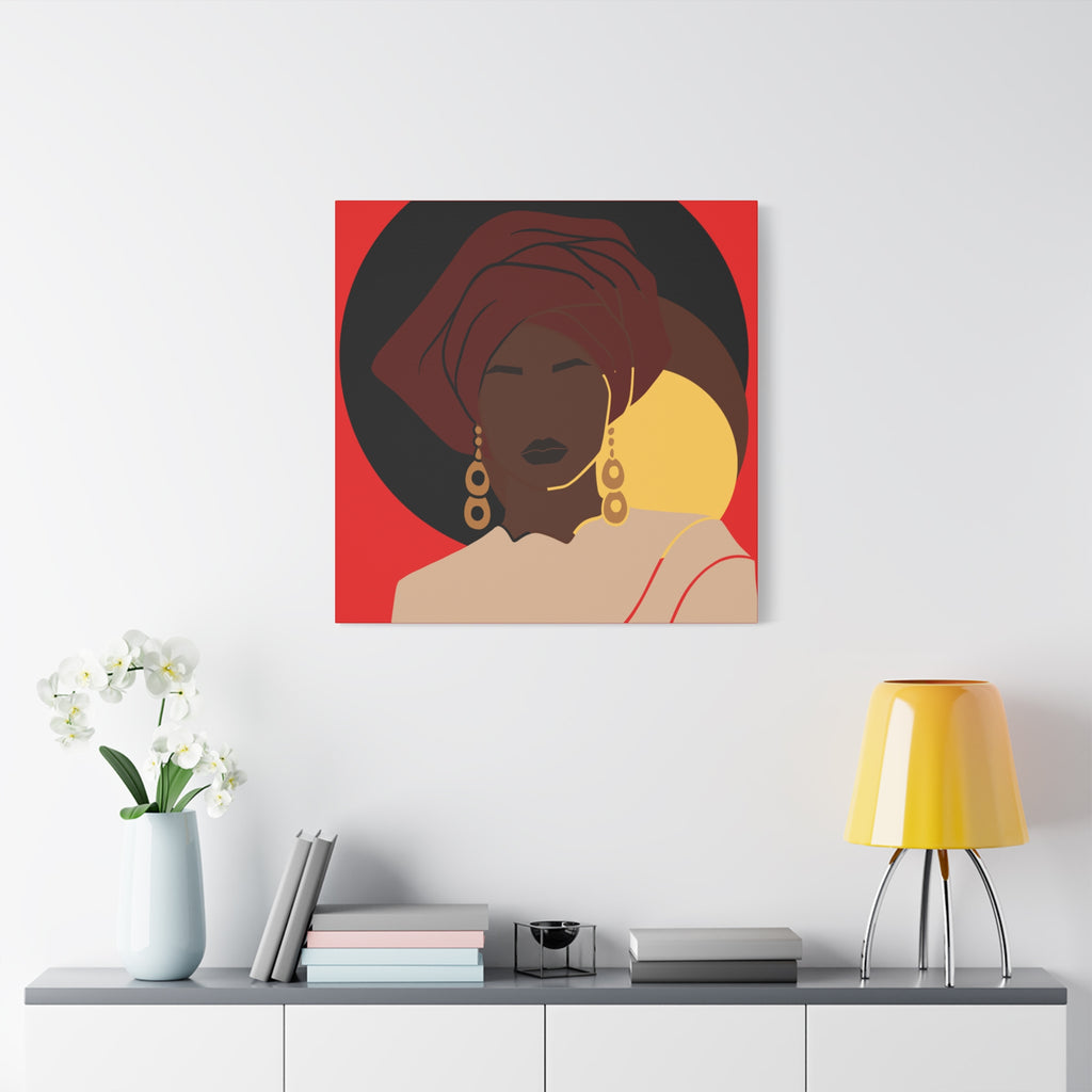 African Woman Black, Brown, and Yellow — Canvas Art