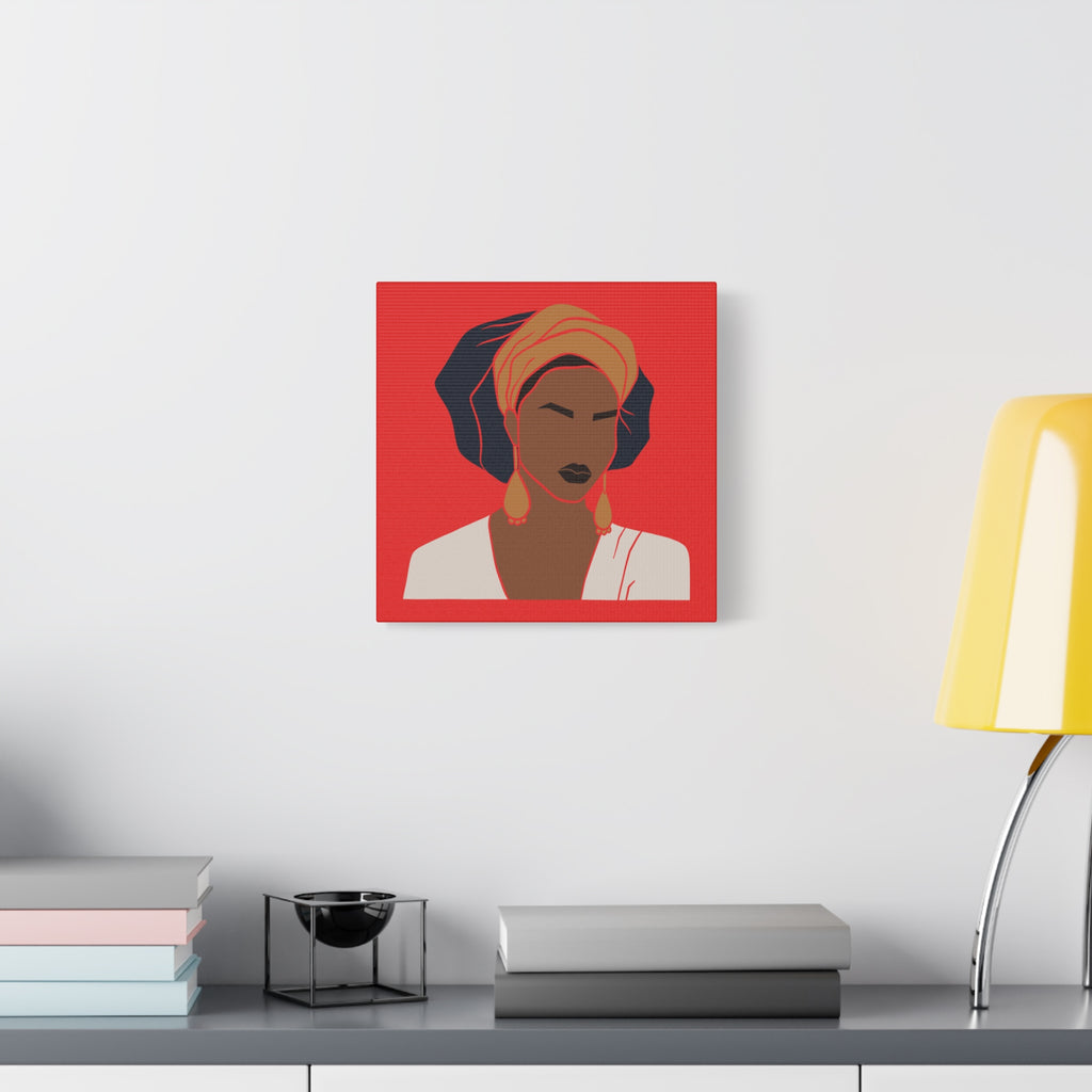 Bold Afrocentric Woman Portrait on Red - Canvas Art