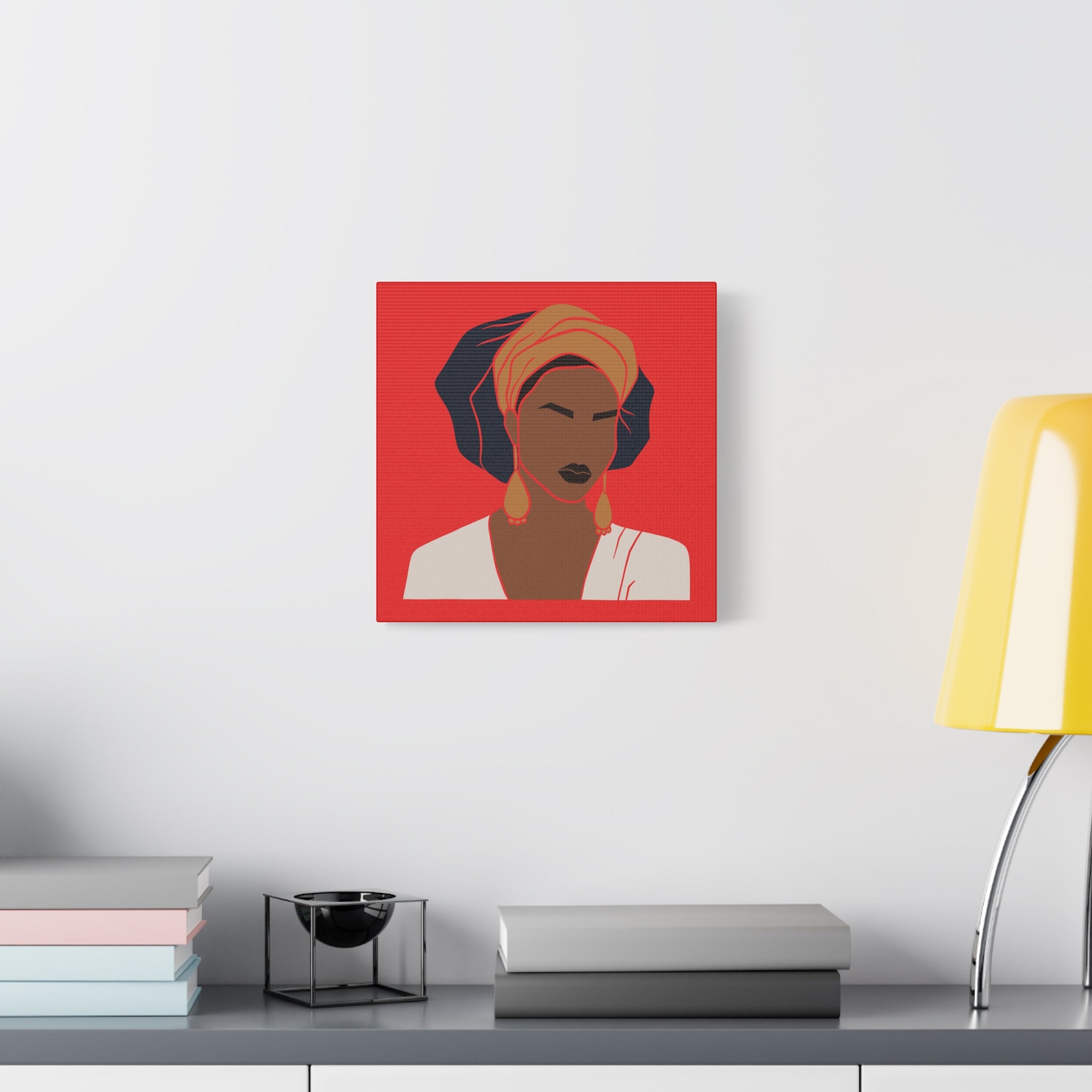 Bold Afrocentric Woman Portrait on Red - Canvas Art