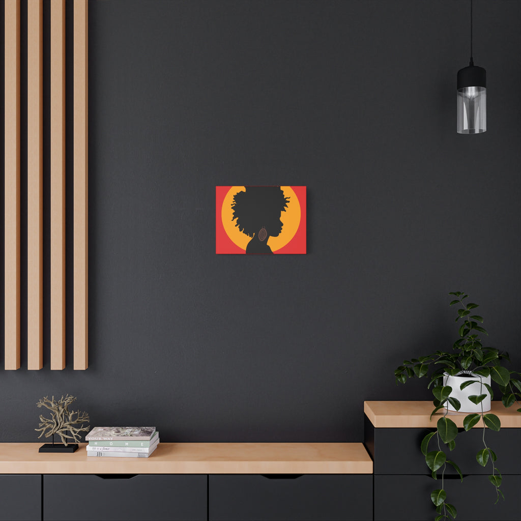 Black Woman Profile with Afro & Earring - Canvas Art