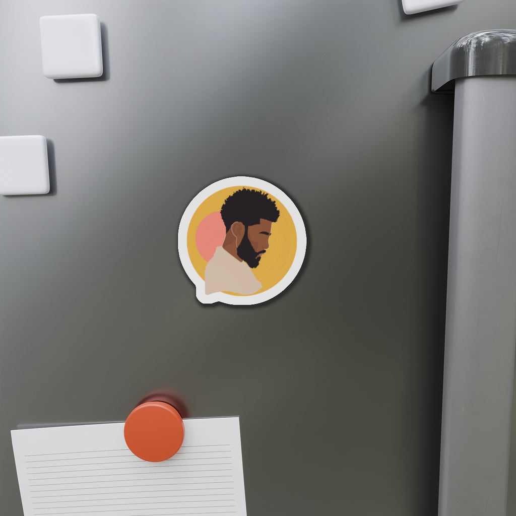 Black Male Silhouette, Warm Sun Background — Magnet