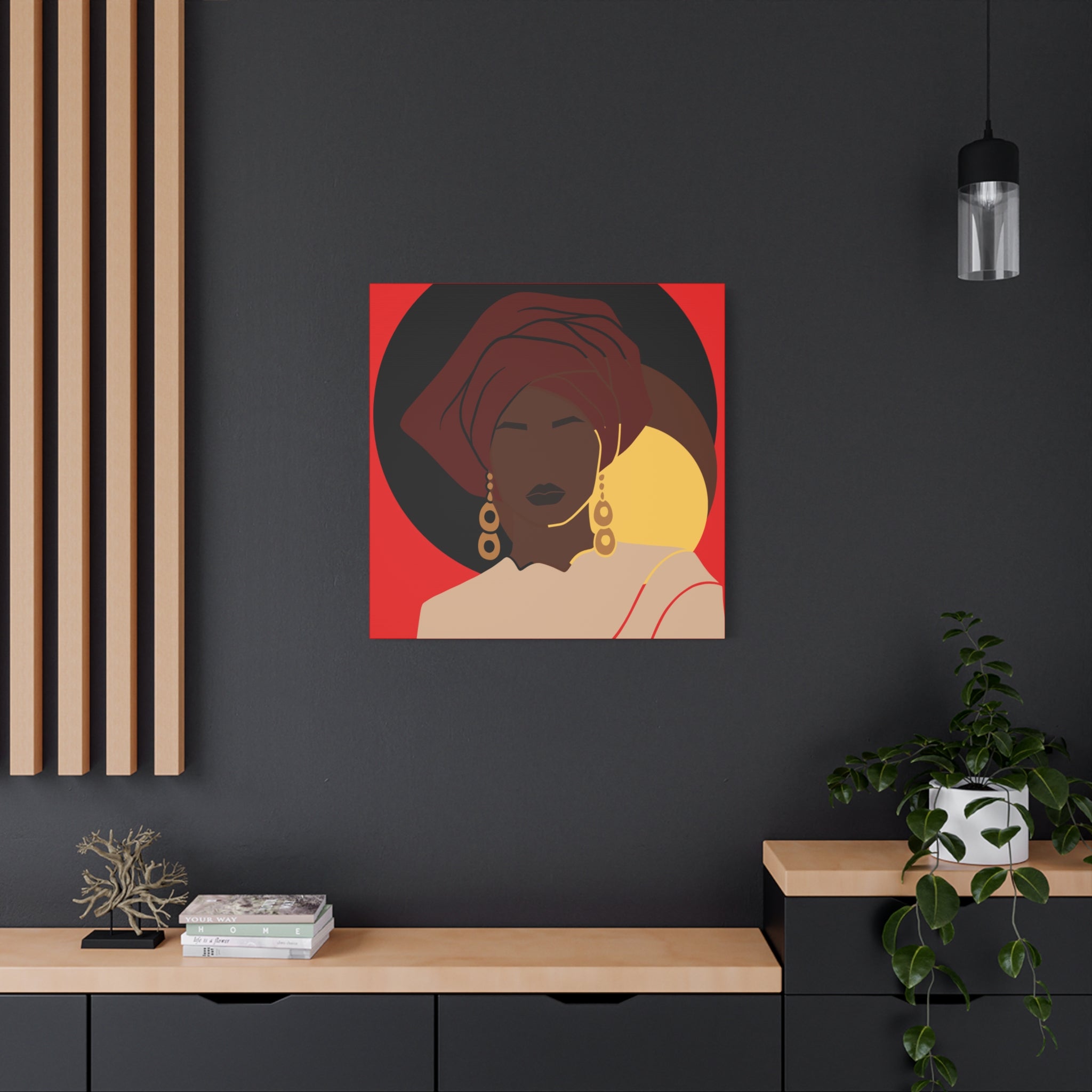 African Woman Black, Brown, and Yellow — Canvas Art