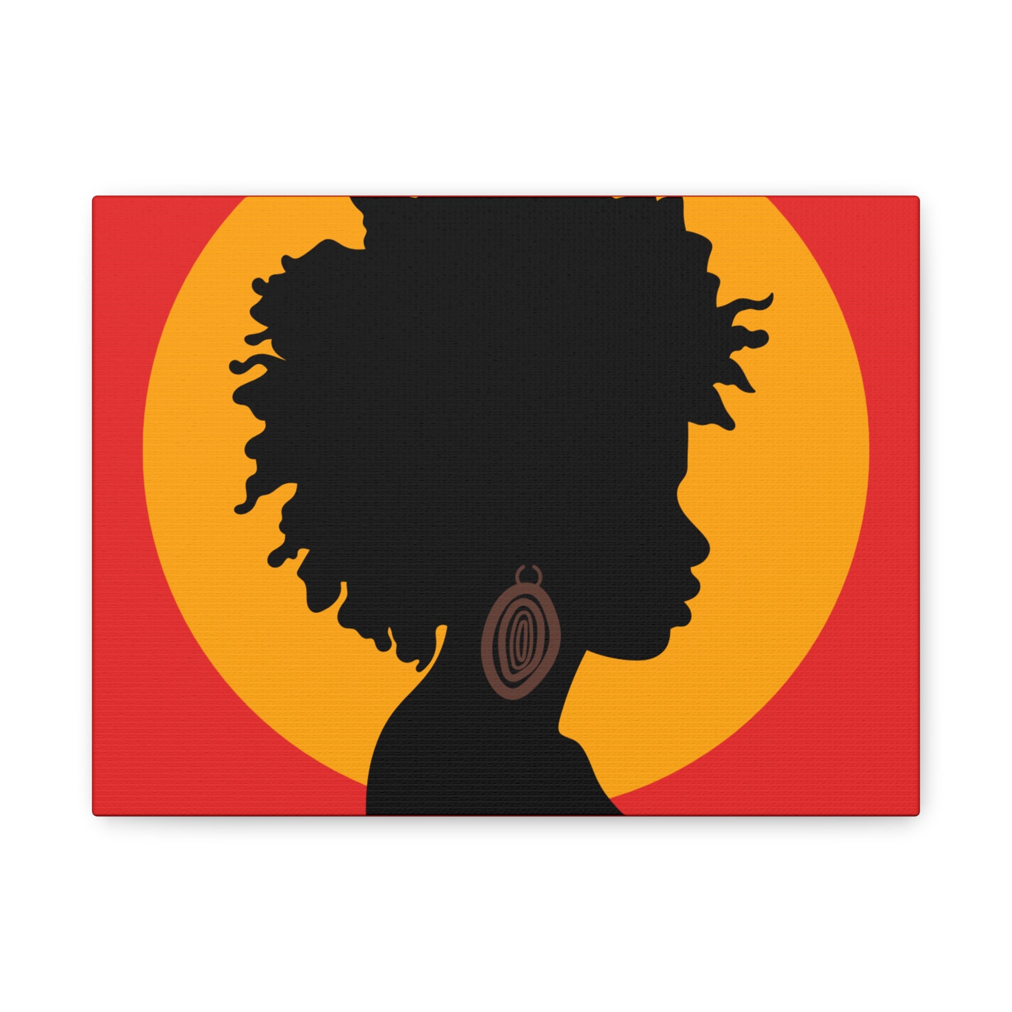 Black Woman Profile with Afro & Earring - Canvas Art