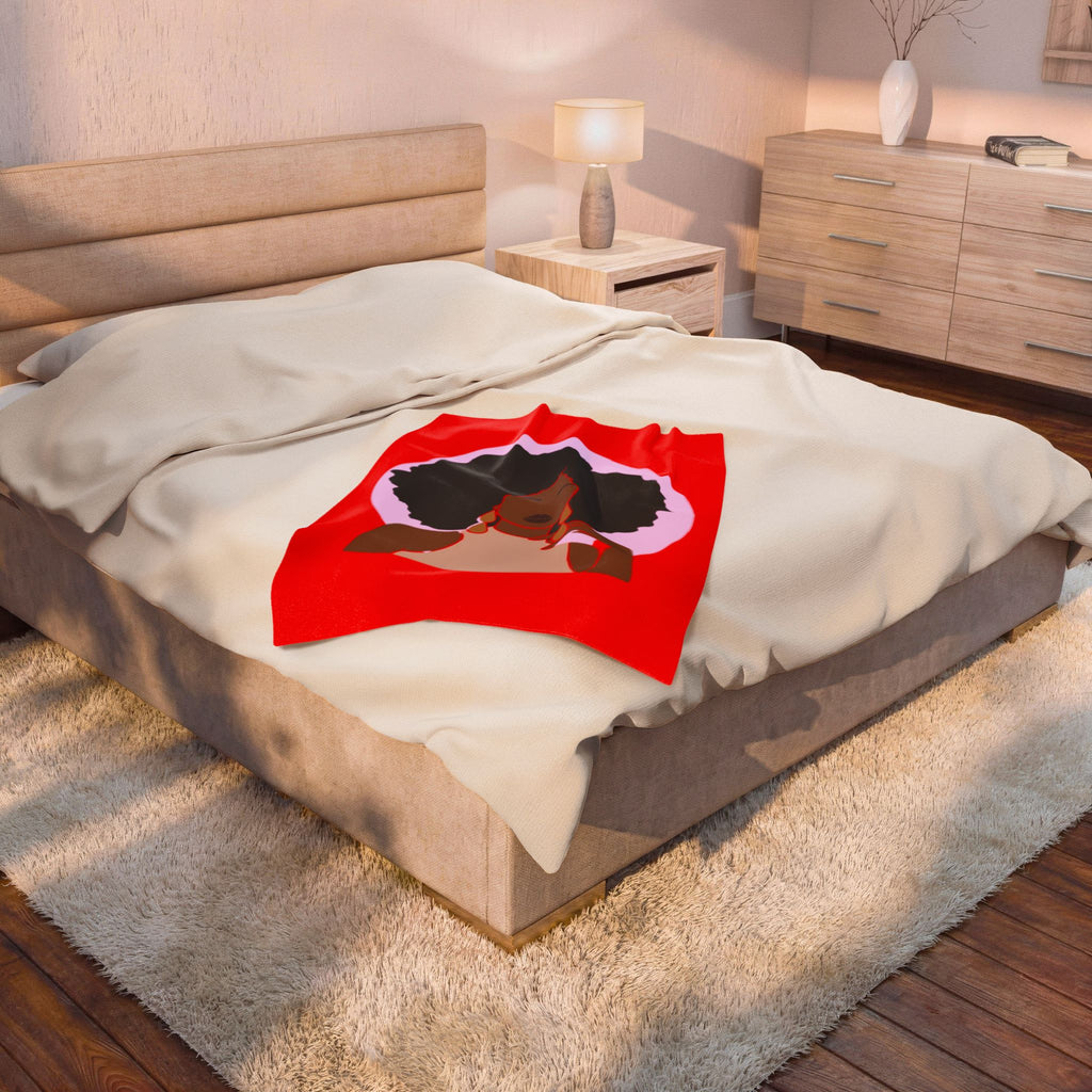 Afrocentric Woman in Red - Blanket