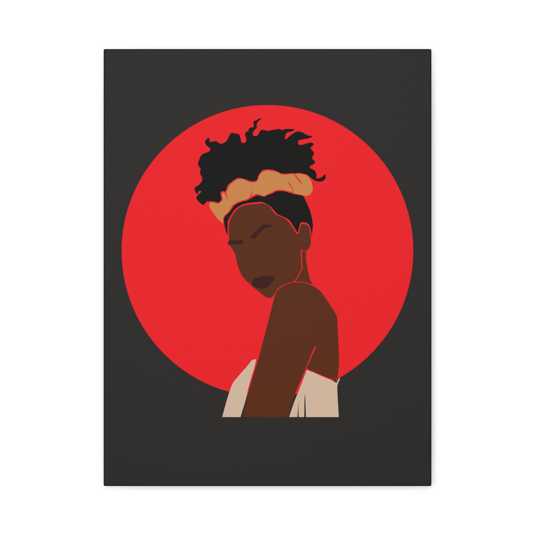 Woman Silhouette with Red Sun — Canvas Art