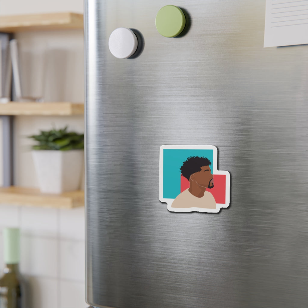 Minimal Afro Male Profile — Die-Cut Magnet