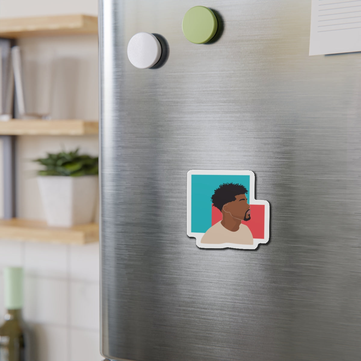 Minimal Afro Male Profile — Die-Cut Magnet