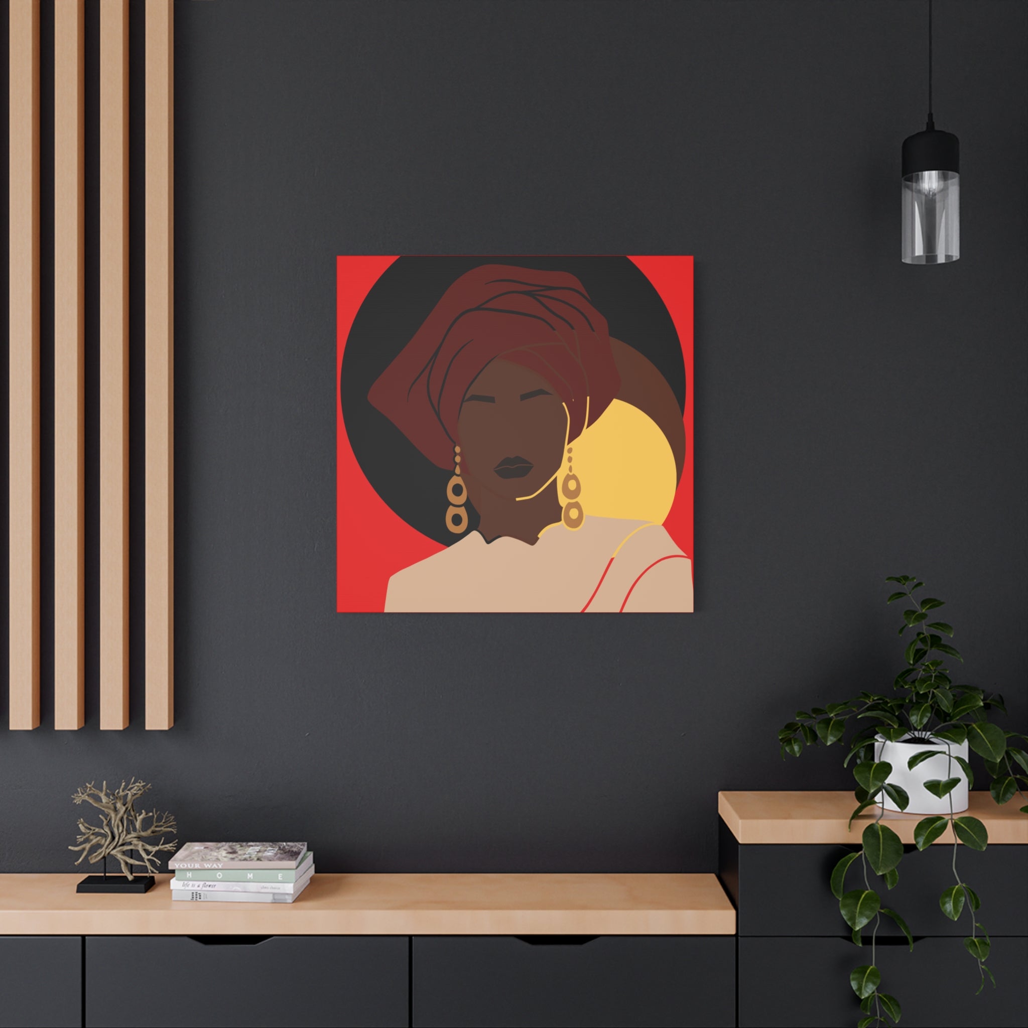 African Woman Black, Brown, and Yellow — Canvas Art