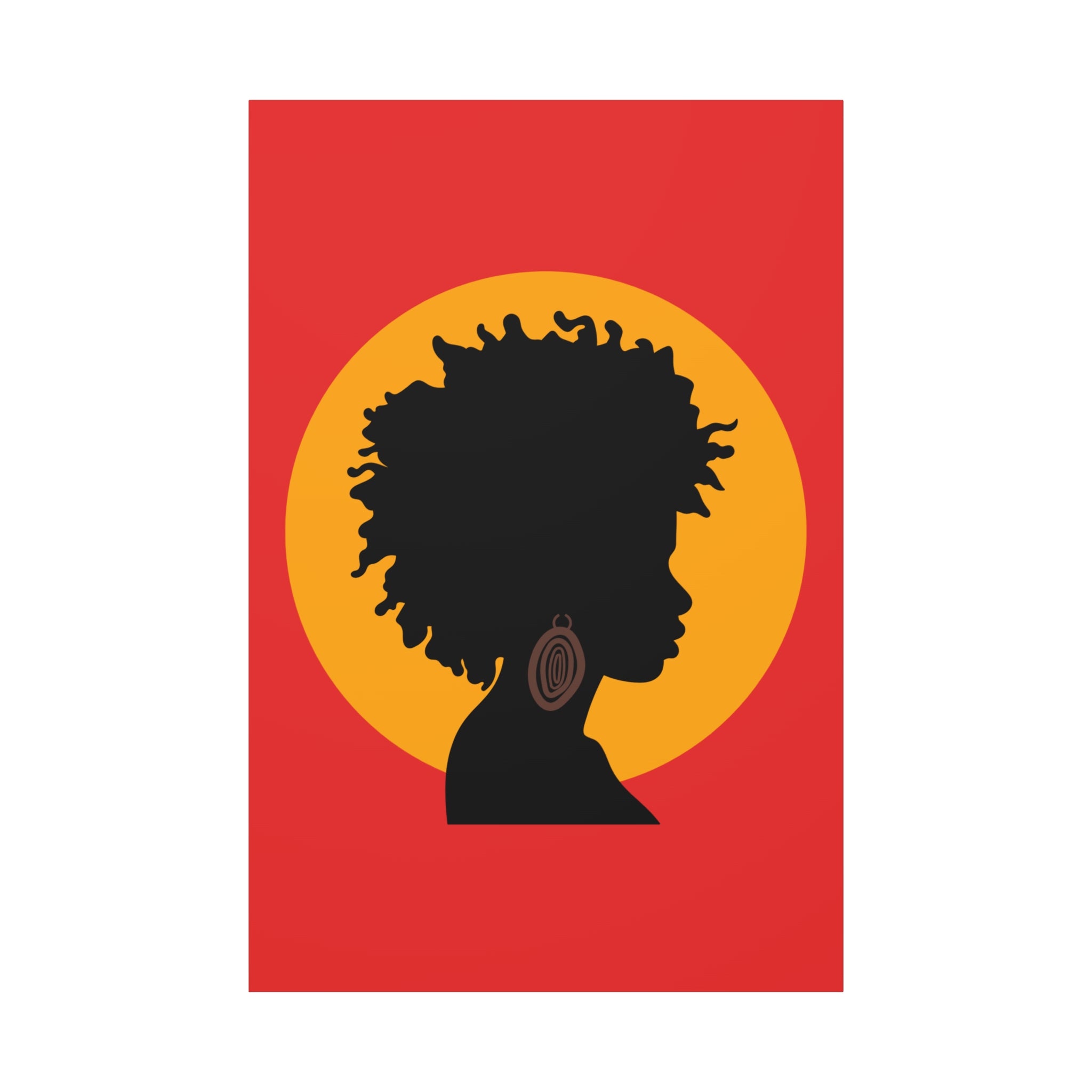Black Woman Profile with Afro & Earring - Canvas Art