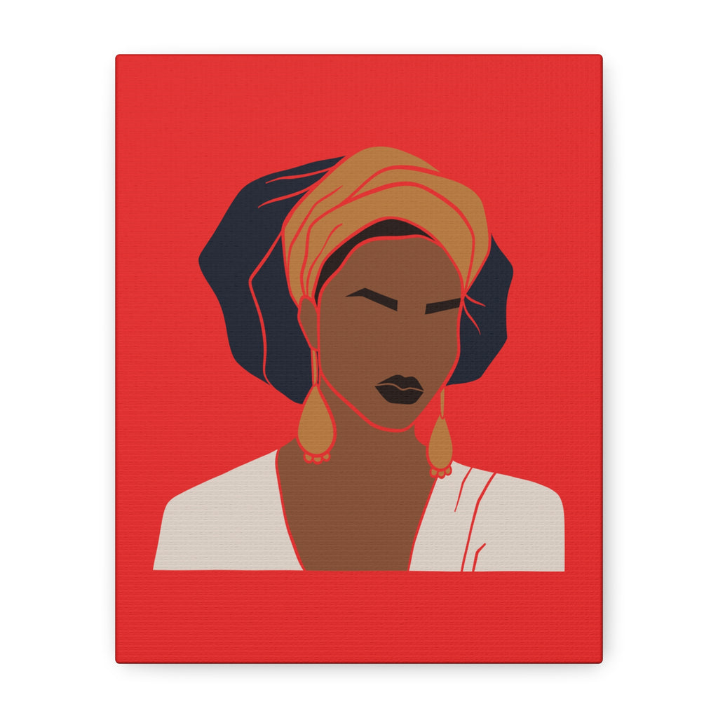 Bold Afrocentric Woman Portrait on Red - Canvas Art
