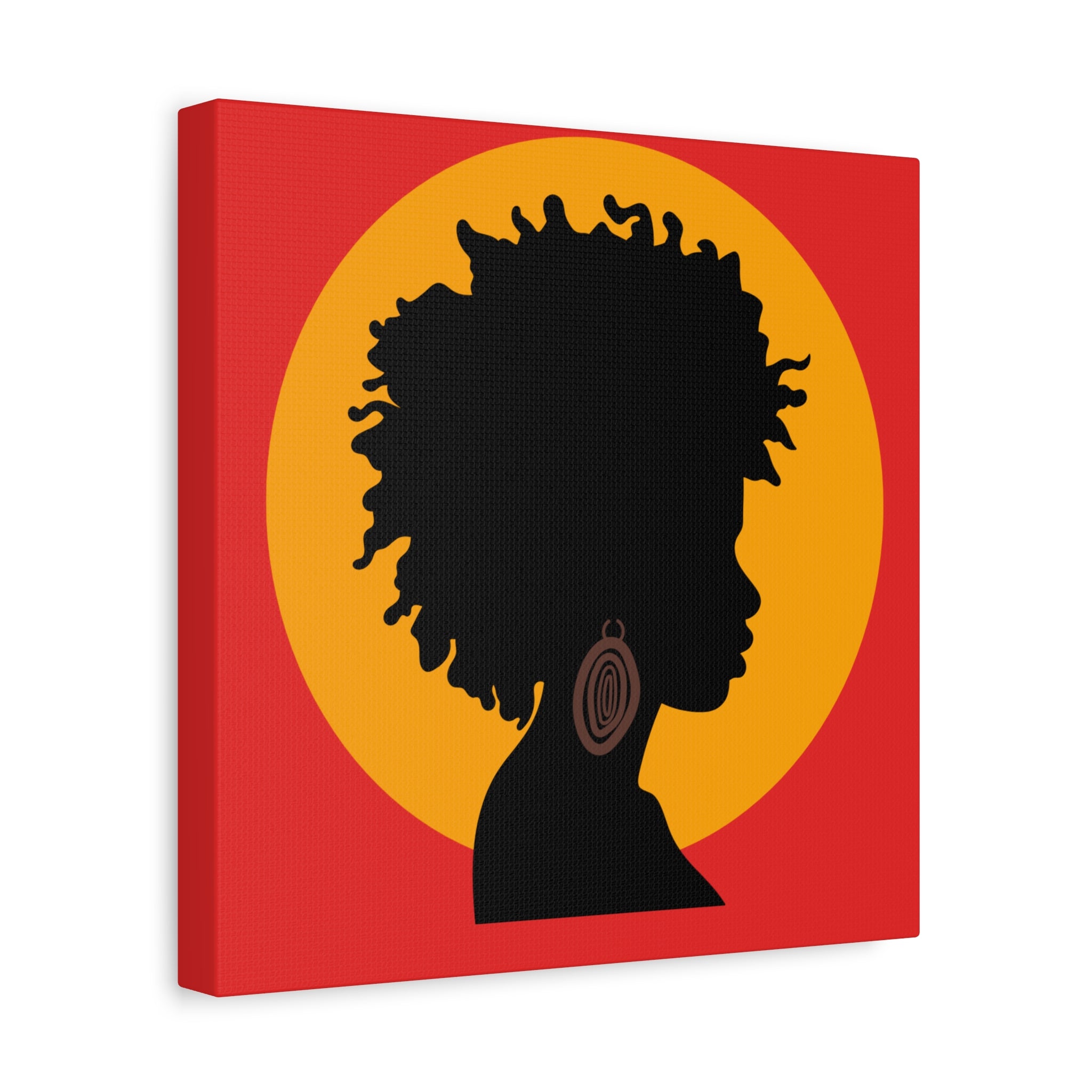 Black Woman Profile with Afro & Earring - Canvas Art