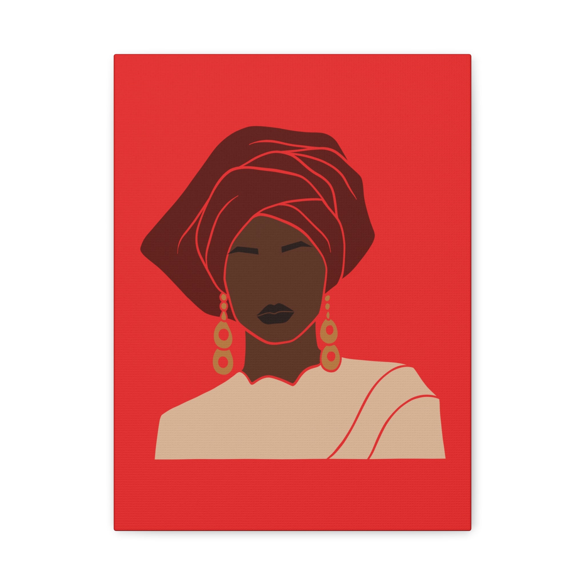 Bold Afrocentric Woman Headwrap —Canvasl Art