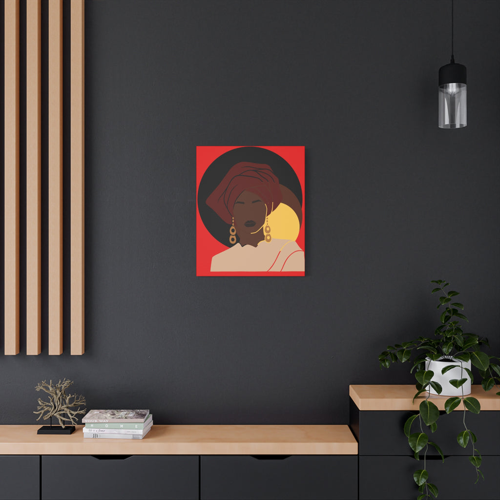 African Woman Black, Brown, and Yellow — Canvas Art
