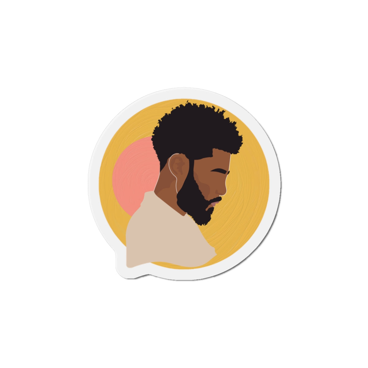 Black Male Silhouette, Warm Sun Background — Magnet