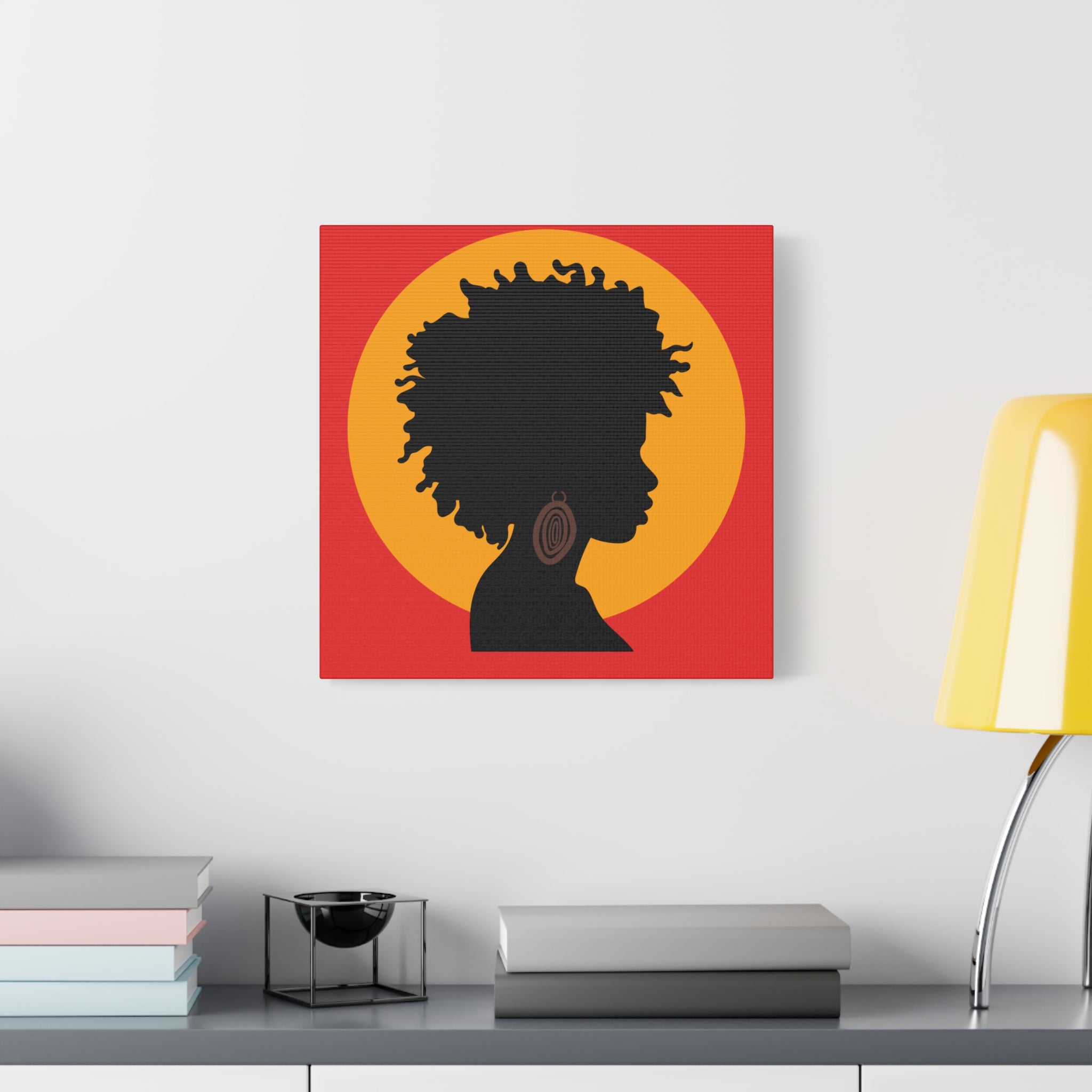 Black Woman Profile with Afro & Earring - Canvas Art