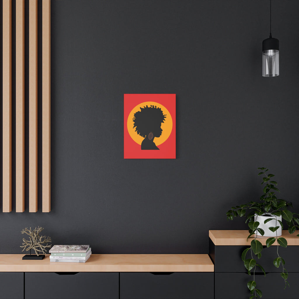 Black Woman Profile with Afro & Earring - Canvas Art