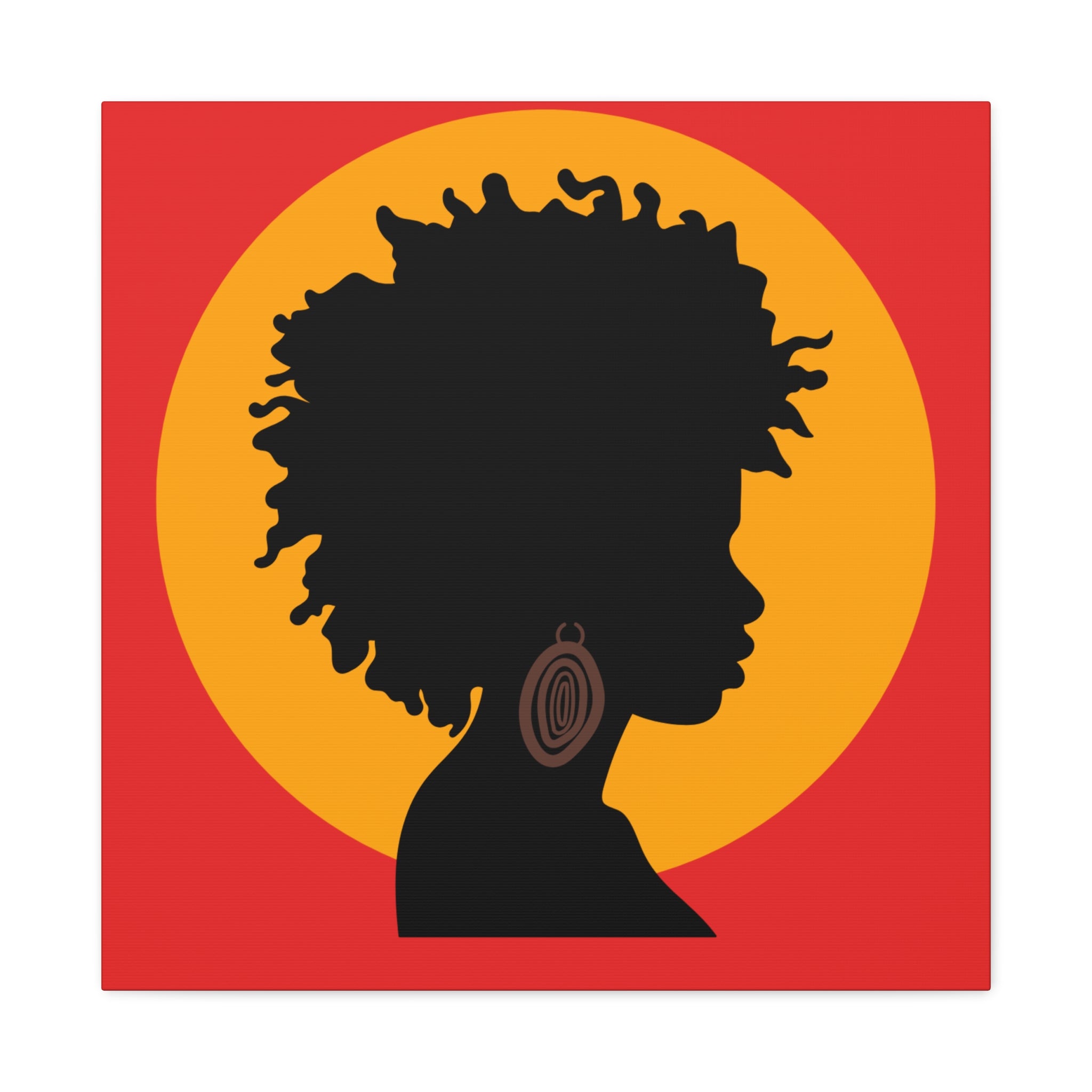 Black Woman Profile with Afro & Earring - Canvas Art