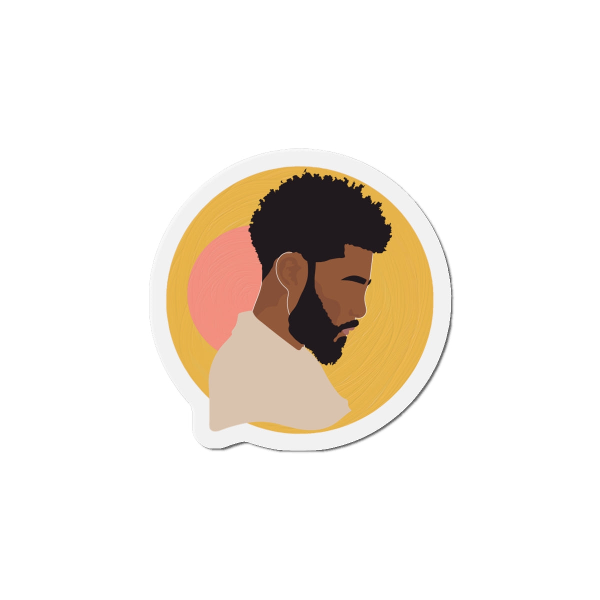 Black Male Silhouette, Warm Sun Background — Magnet