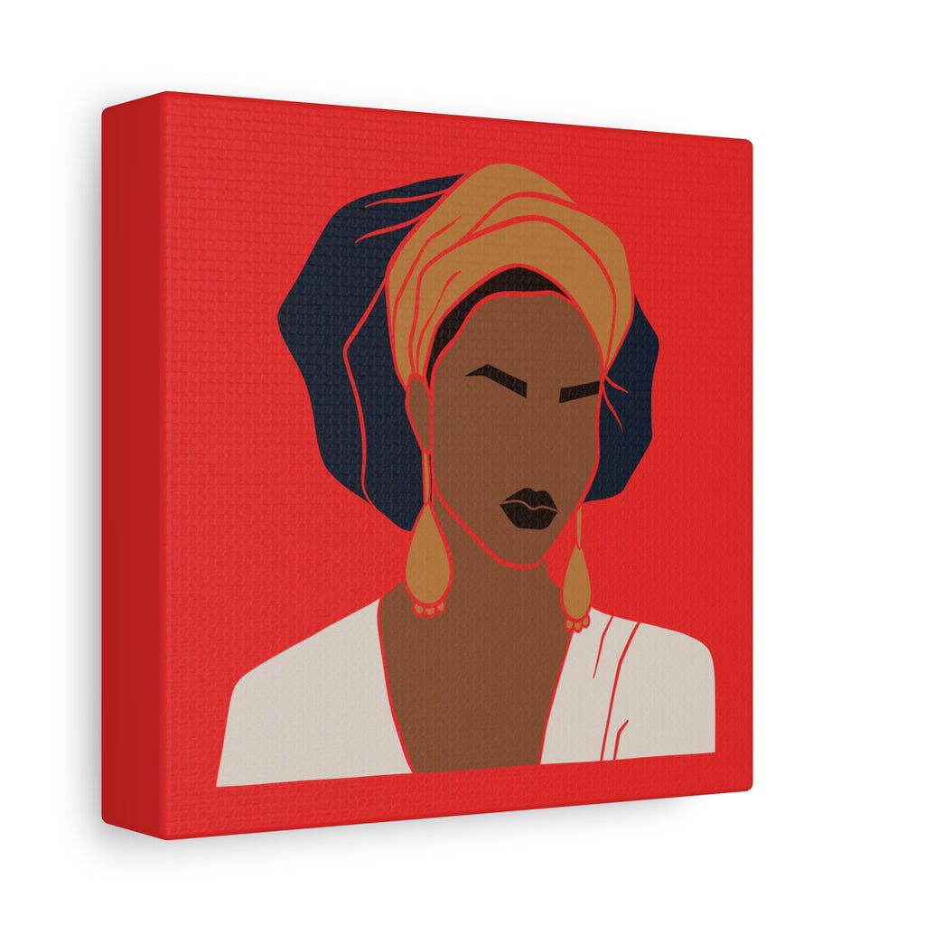 Bold Afrocentric Woman Portrait on Red - Canvas Art