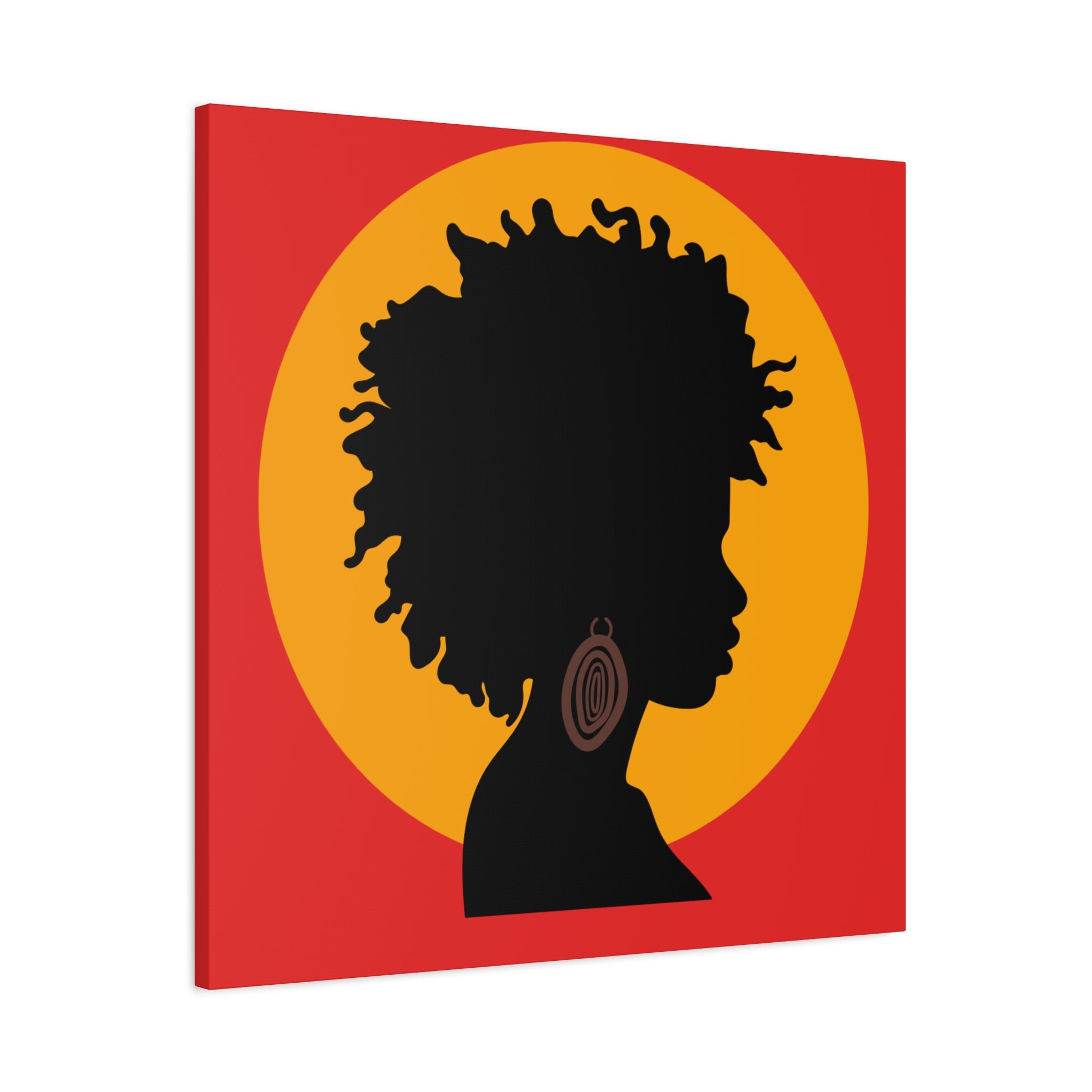 Black Woman Profile with Afro & Earring - Canvas Art