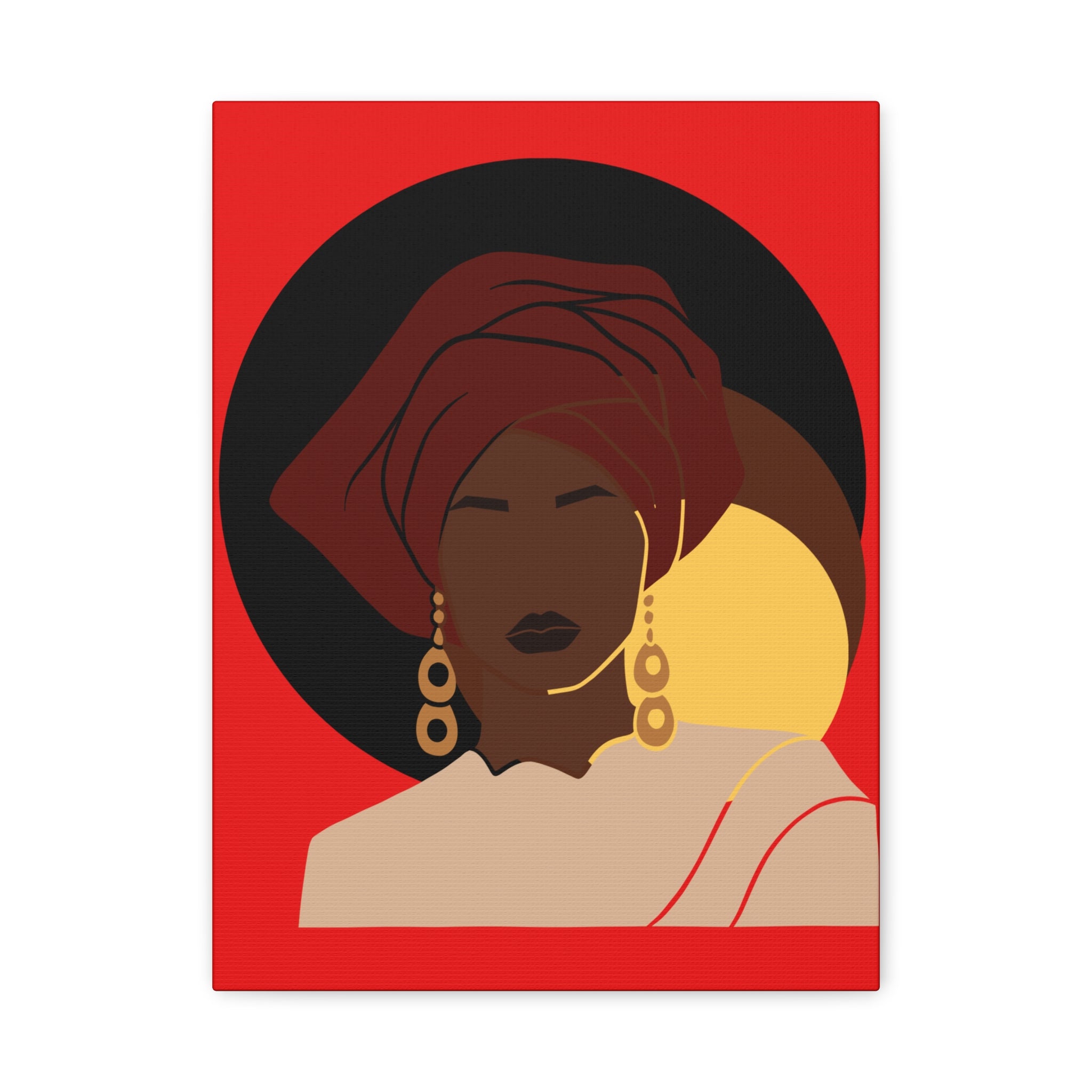 African Woman Black, Brown, and Yellow — Canvas Art