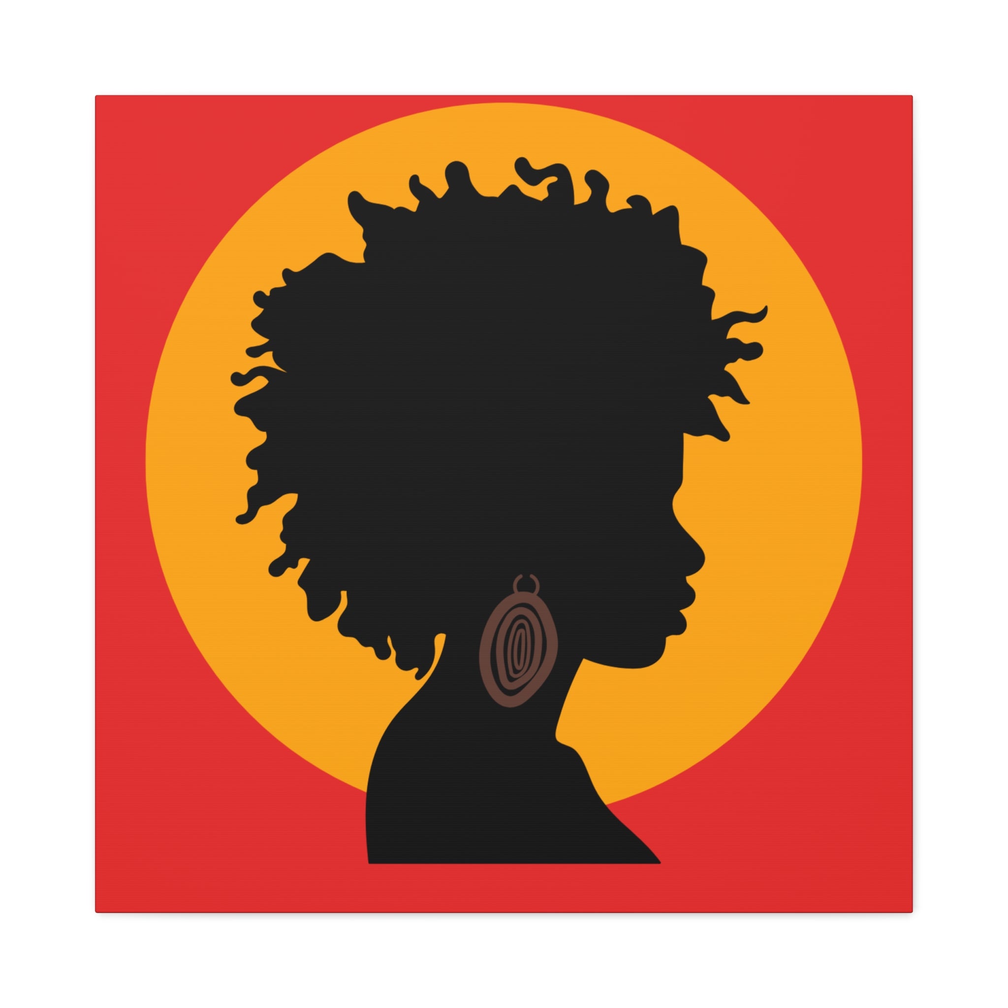 Black Woman Profile with Afro & Earring - Canvas Art
