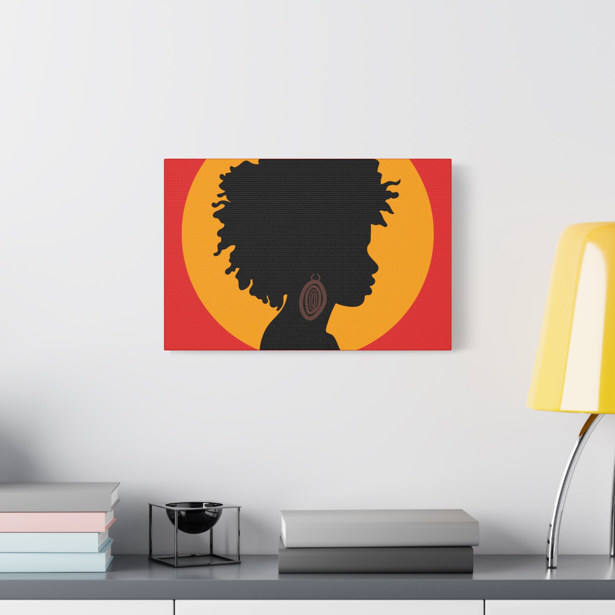 Black Woman Profile with Afro & Earring - Canvas Art