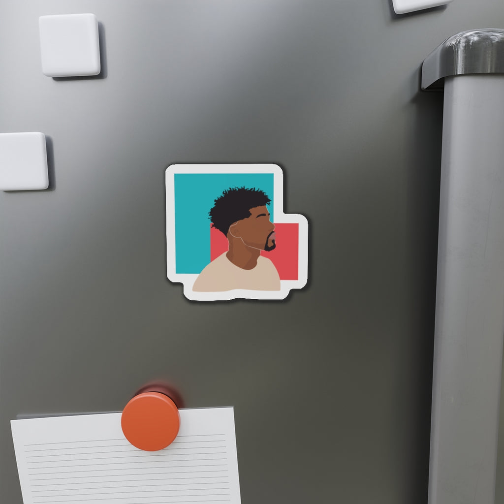 Minimal Afro Male Profile — Die-Cut Magnet
