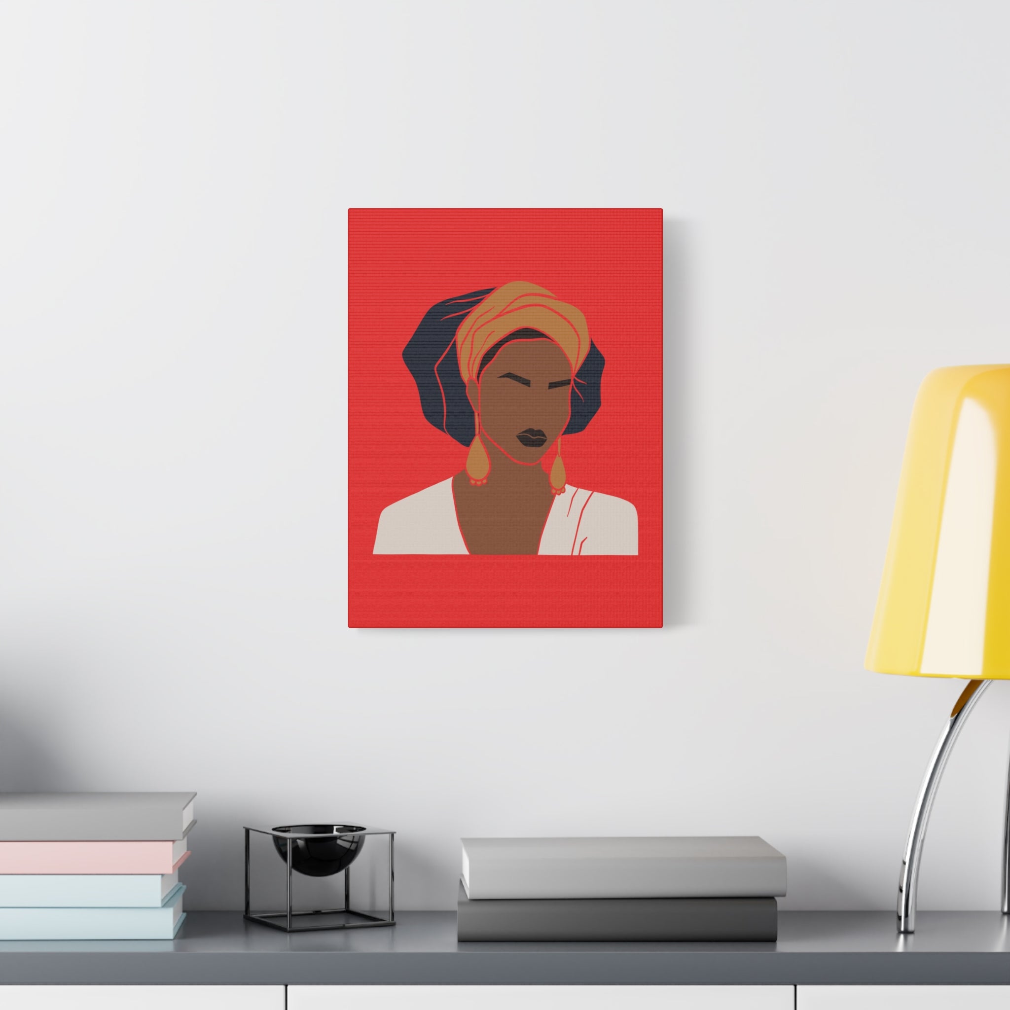 Bold Afrocentric Woman Portrait on Red - Canvas Art