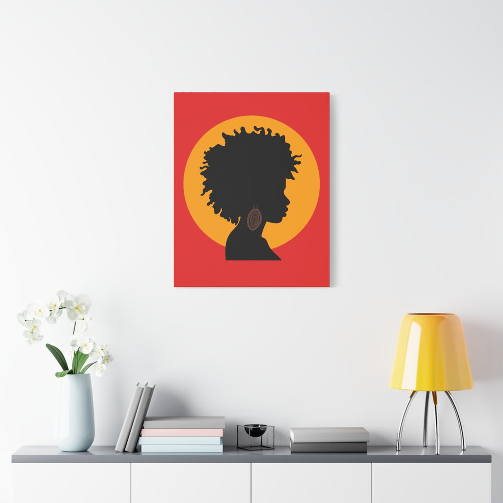Black Woman Profile with Afro & Earring - Canvas Art