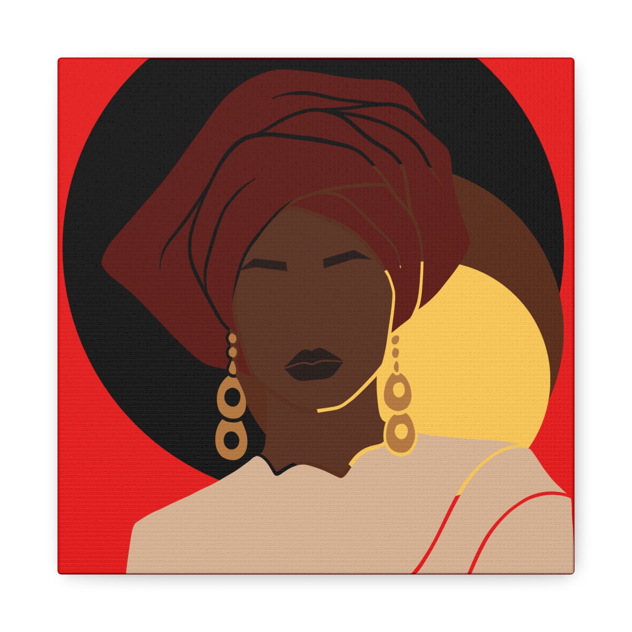 African Woman Black, Brown, and Yellow — Canvas Art