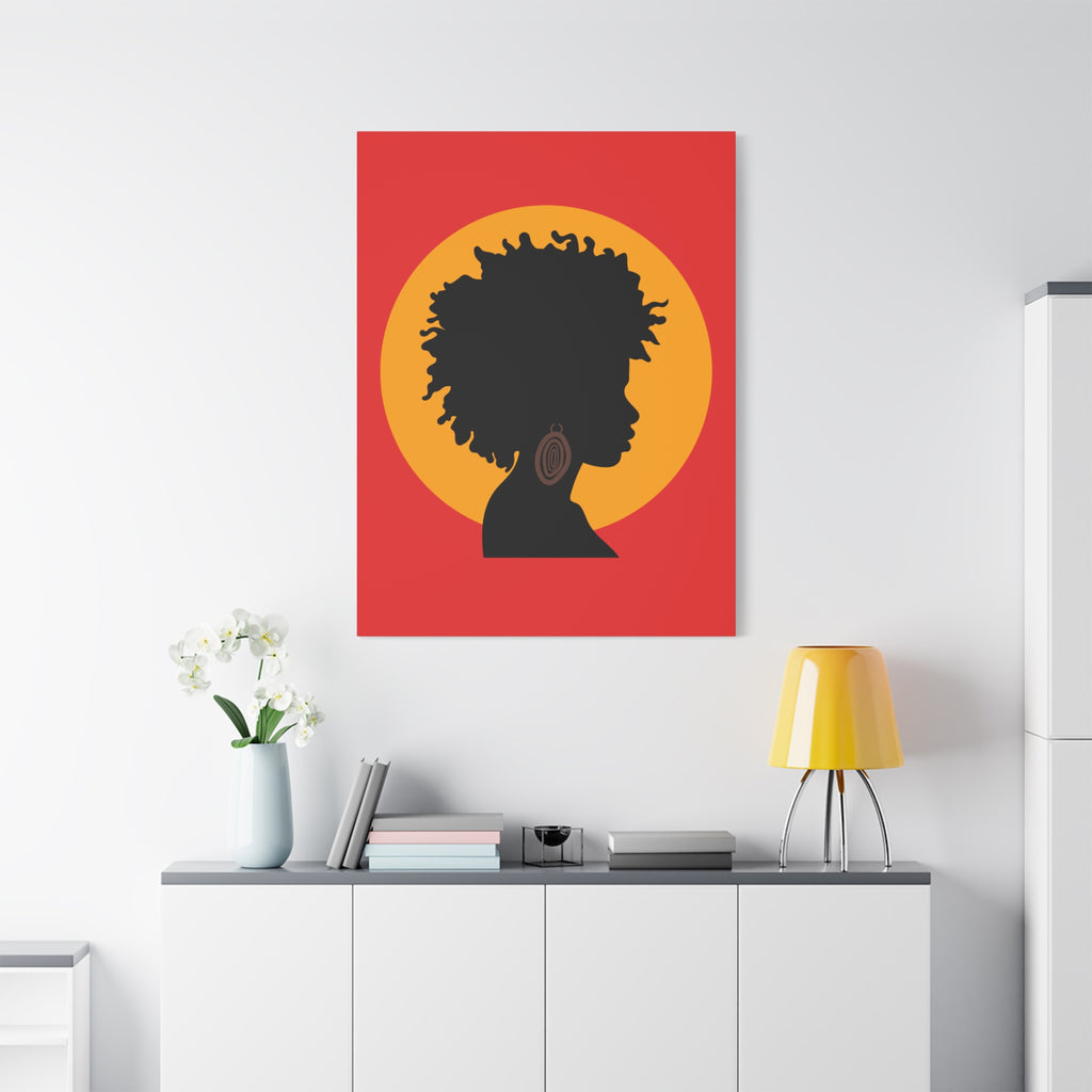 Black Woman Profile with Afro & Earring - Canvas Art