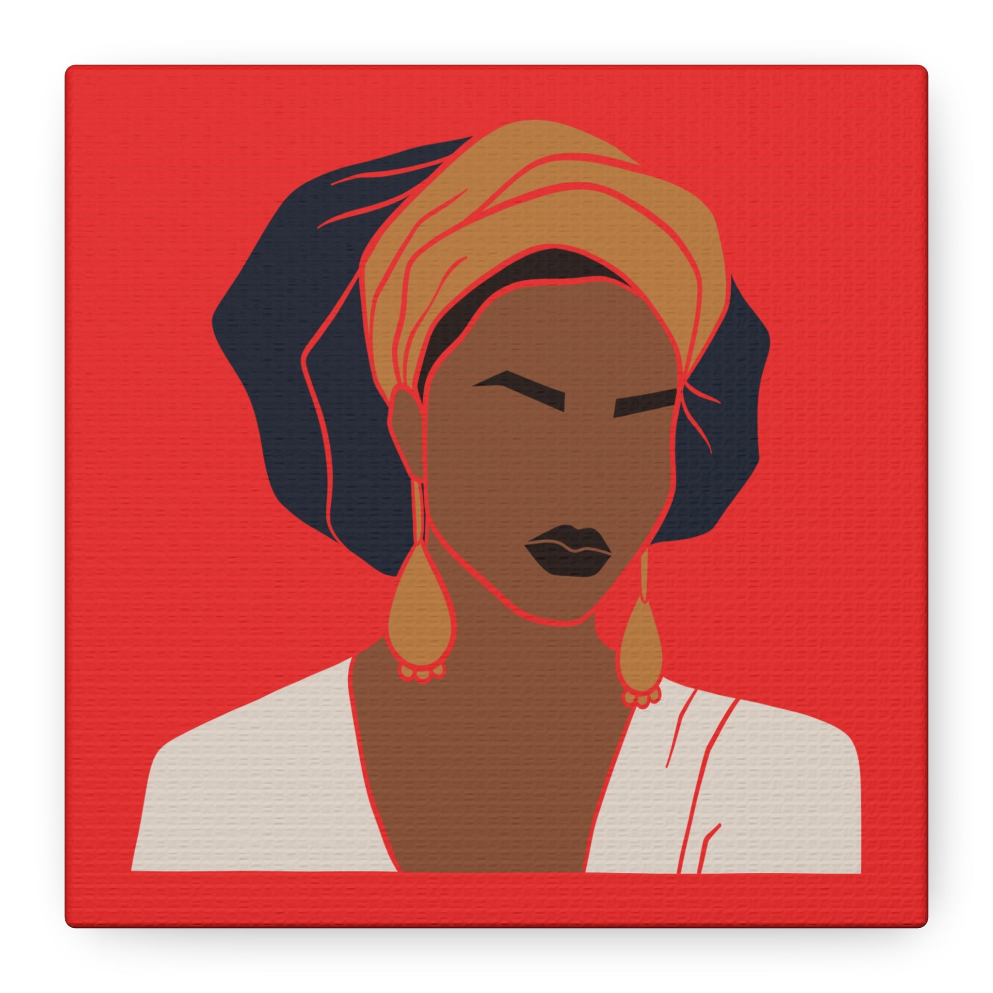 Bold Afrocentric Woman Portrait on Red - Canvas Art