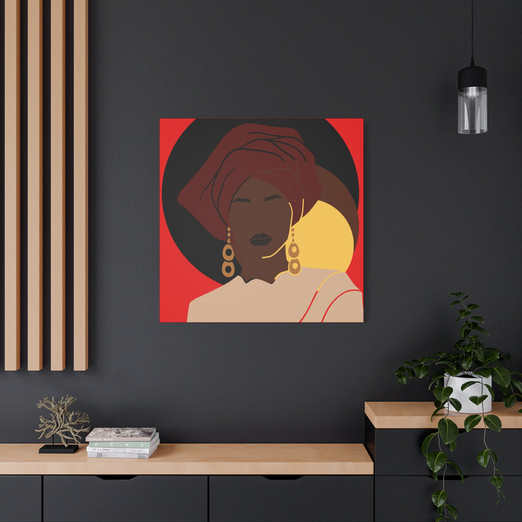 African Woman Black, Brown, and Yellow — Canvas Art