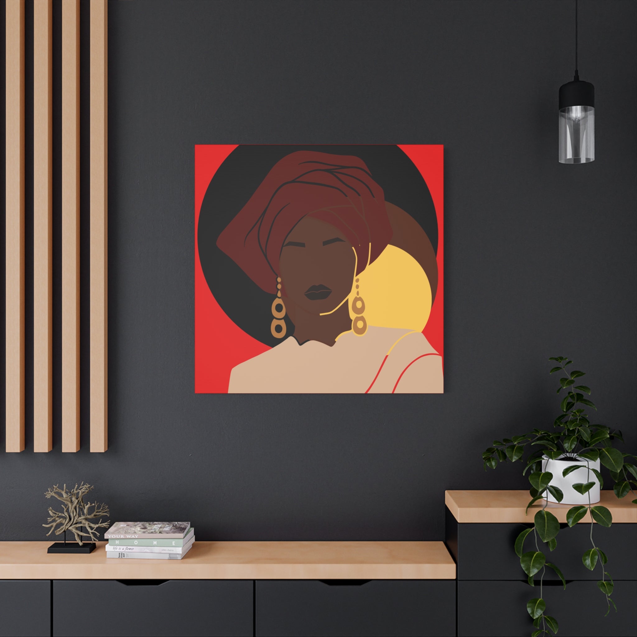 African Woman Black, Brown, and Yellow — Canvas Art