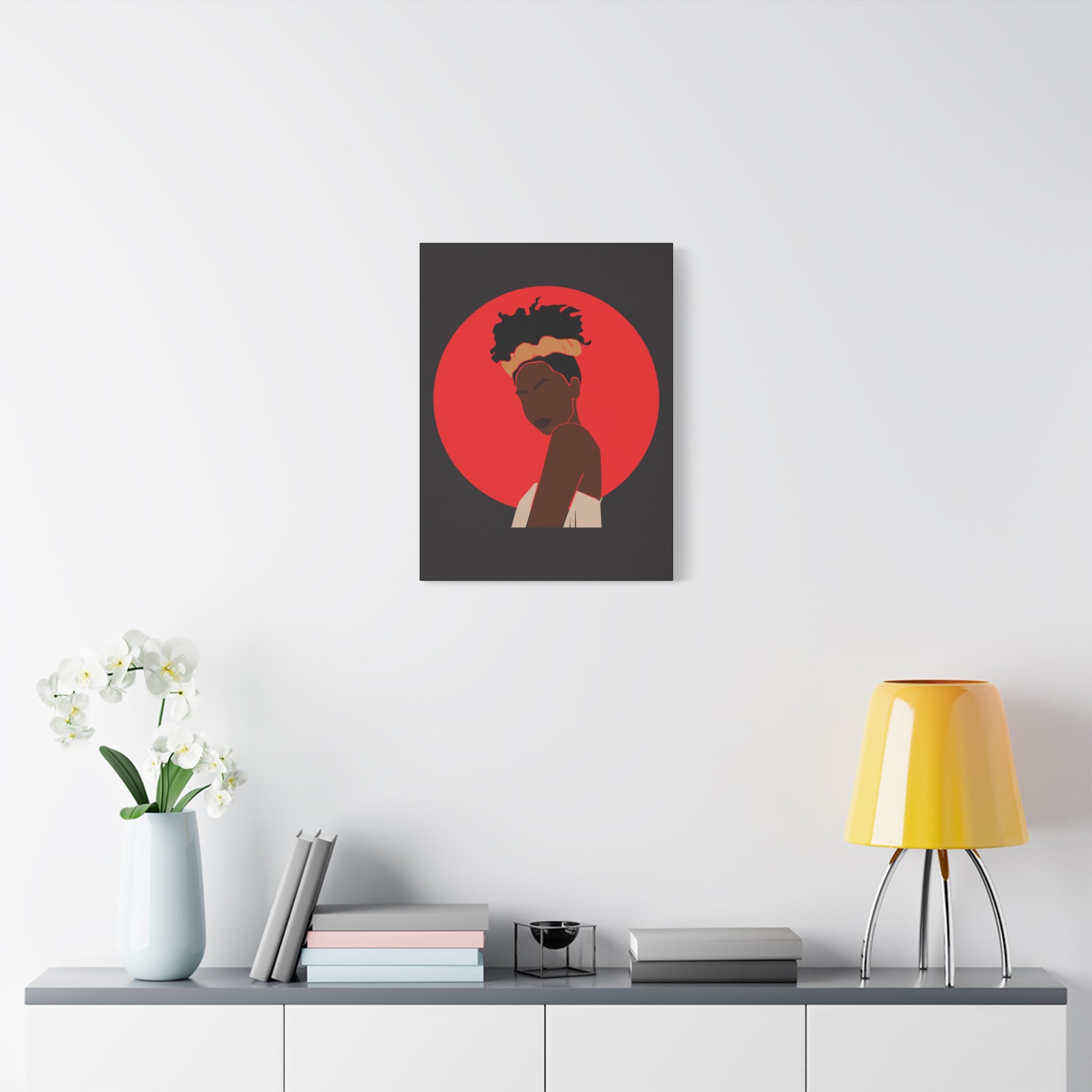 Woman Silhouette with Red Sun — Canvas Art
