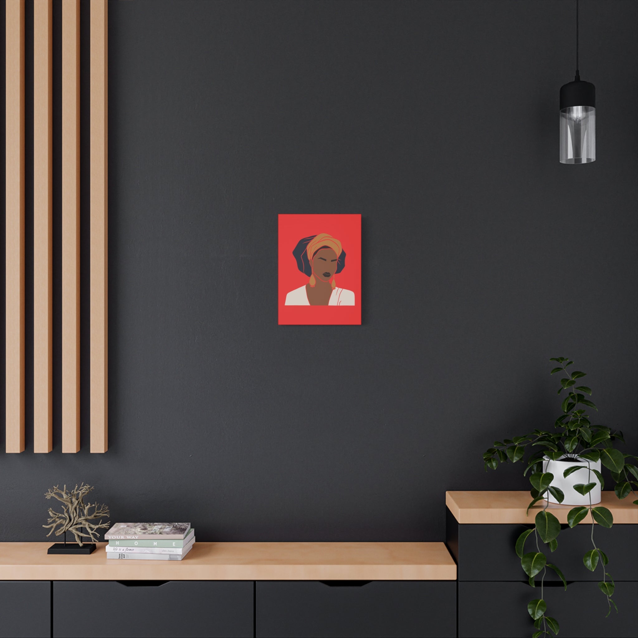 Bold Afrocentric Woman Portrait on Red - Canvas Art