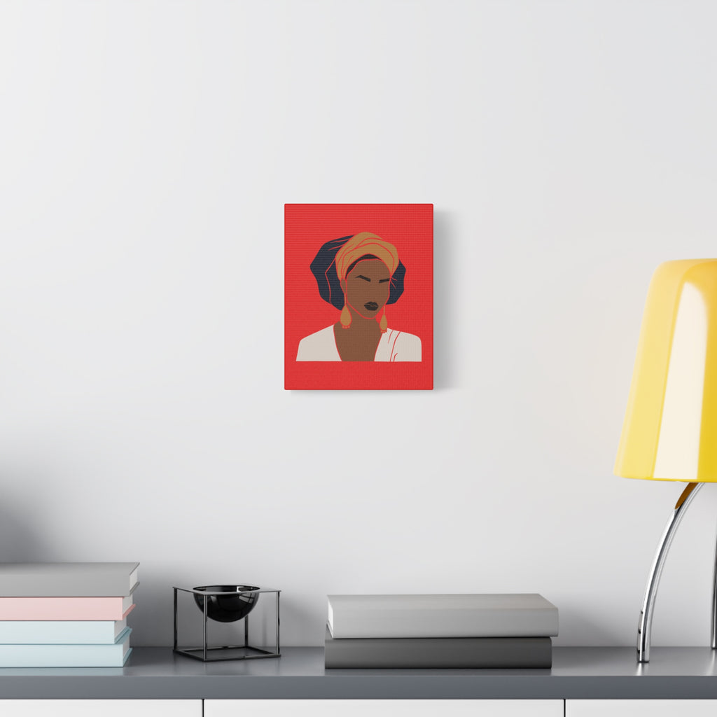 Bold Afrocentric Woman Portrait on Red - Canvas Art