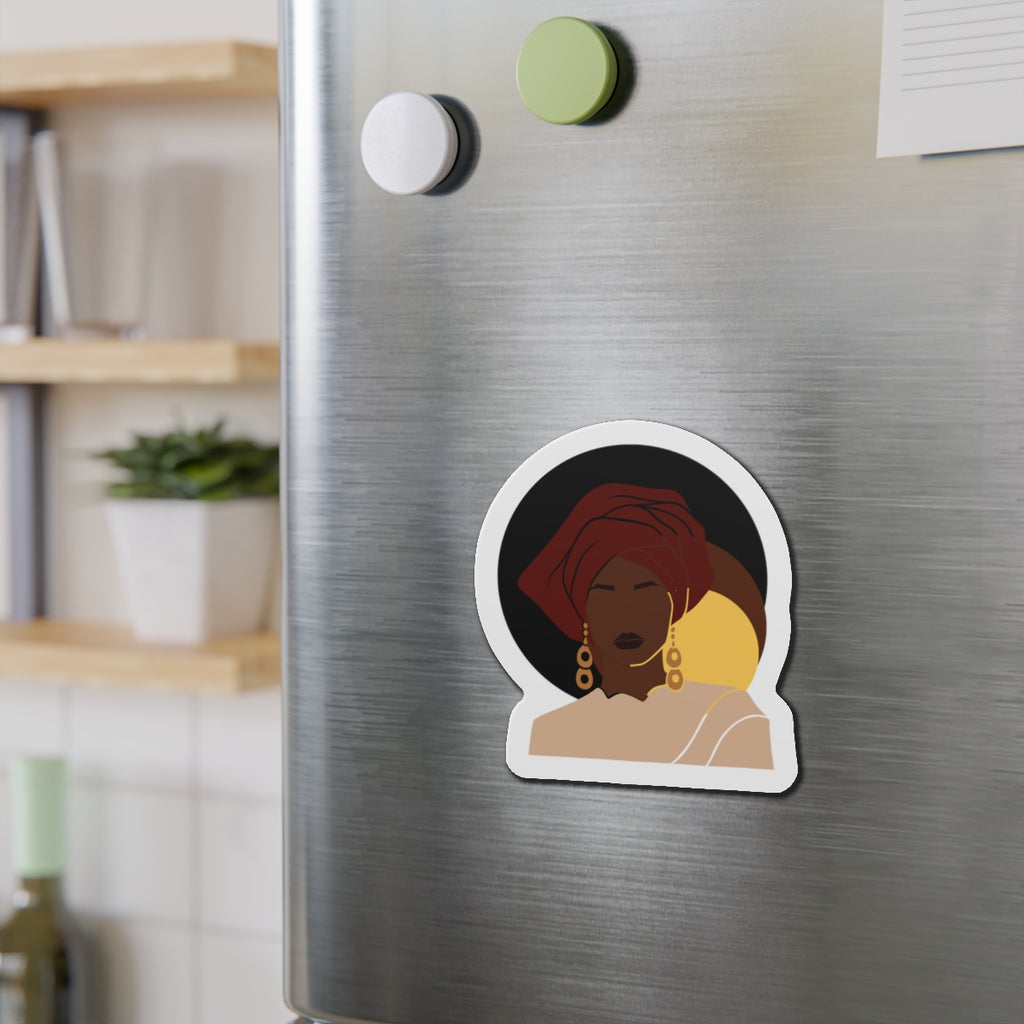 Bold Headwrap & Gold Hoop Woman — Magnet