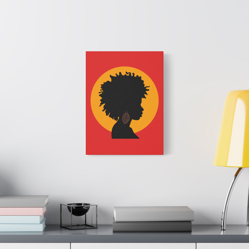 Black Woman Profile with Afro & Earring - Canvas Art