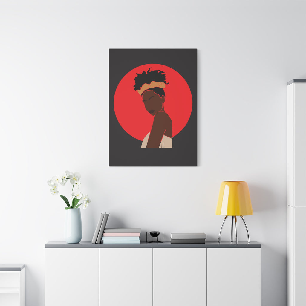 Woman Silhouette with Red Sun — Canvas Art