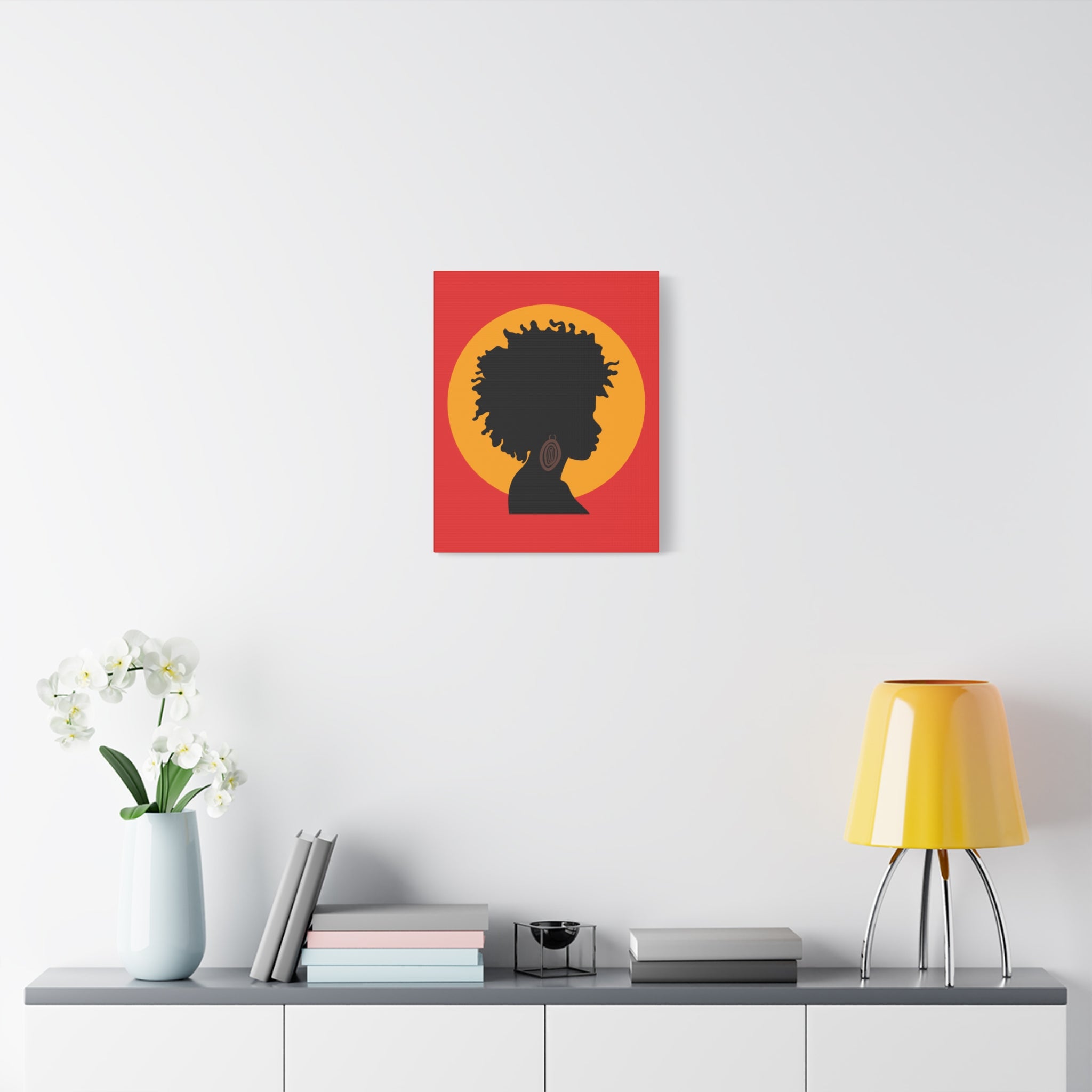 Black Woman Profile with Afro & Earring - Canvas Art