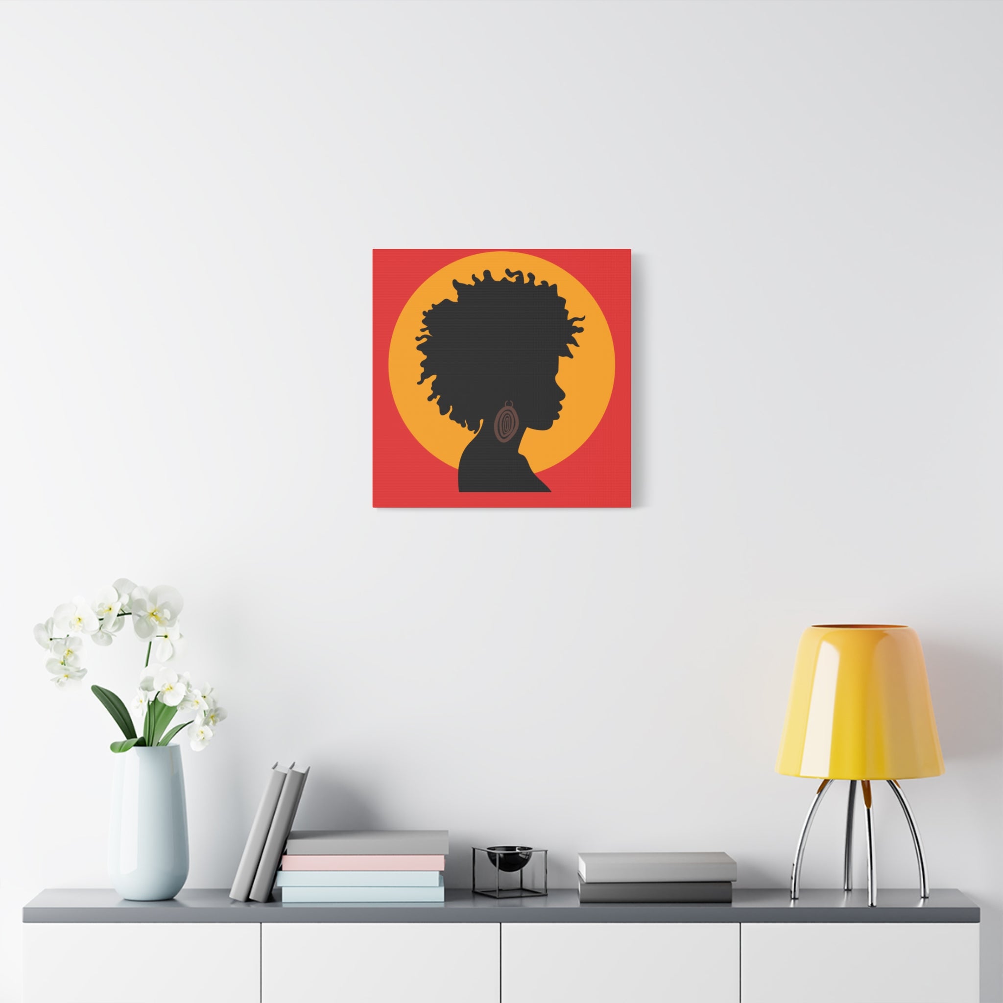 Black Woman Profile with Afro & Earring - Canvas Art
