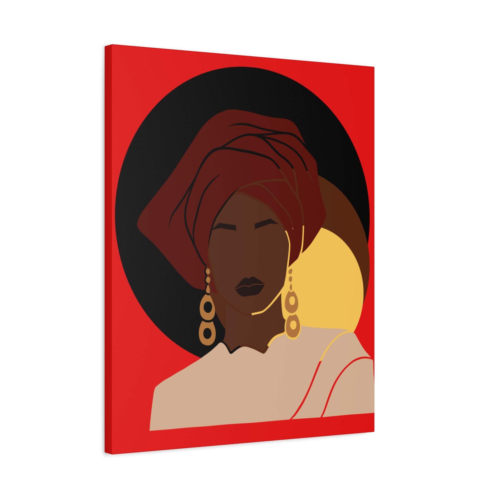 African Woman Black, Brown, and Yellow — Canvas Art
