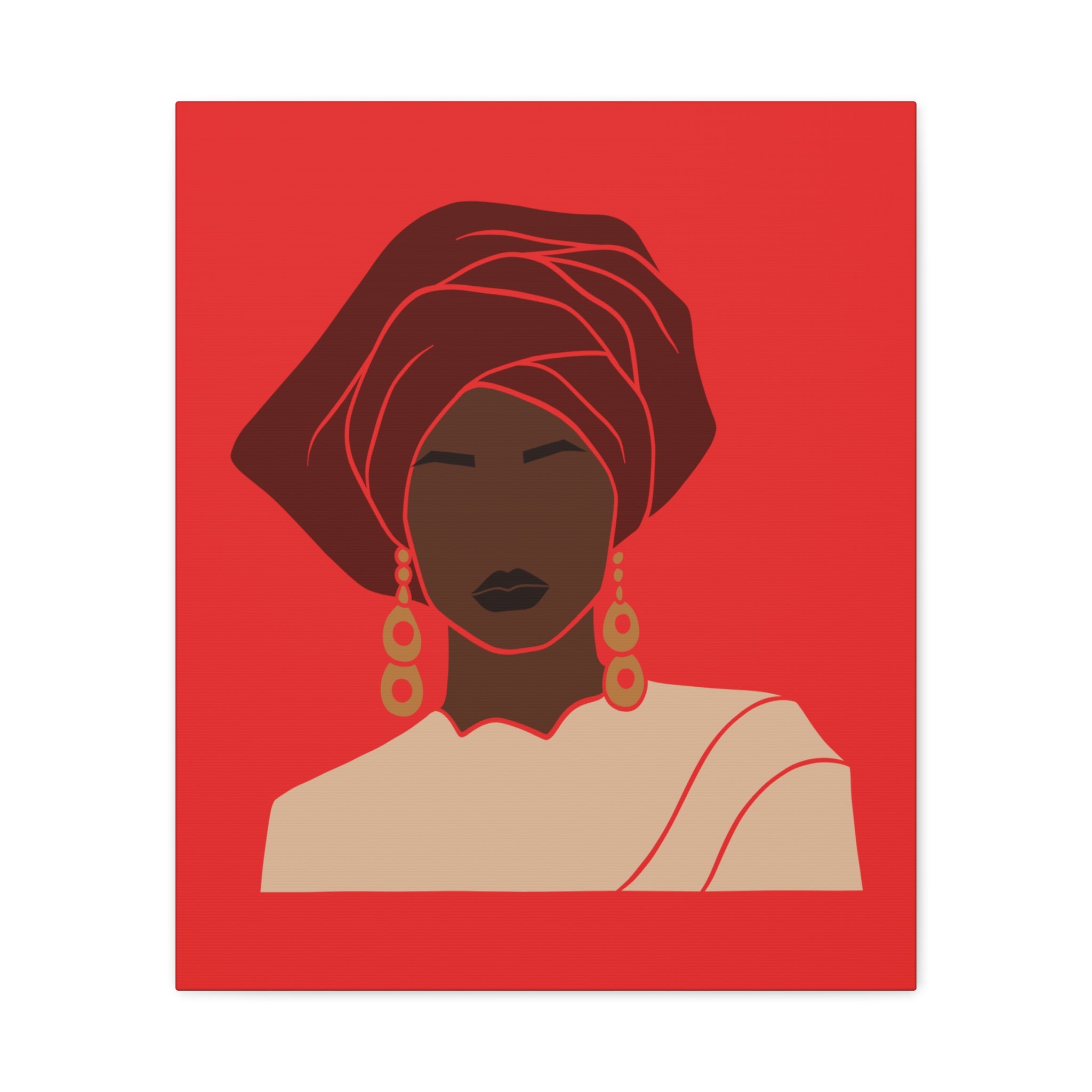 Bold Afrocentric Woman Headwrap —Canvasl Art