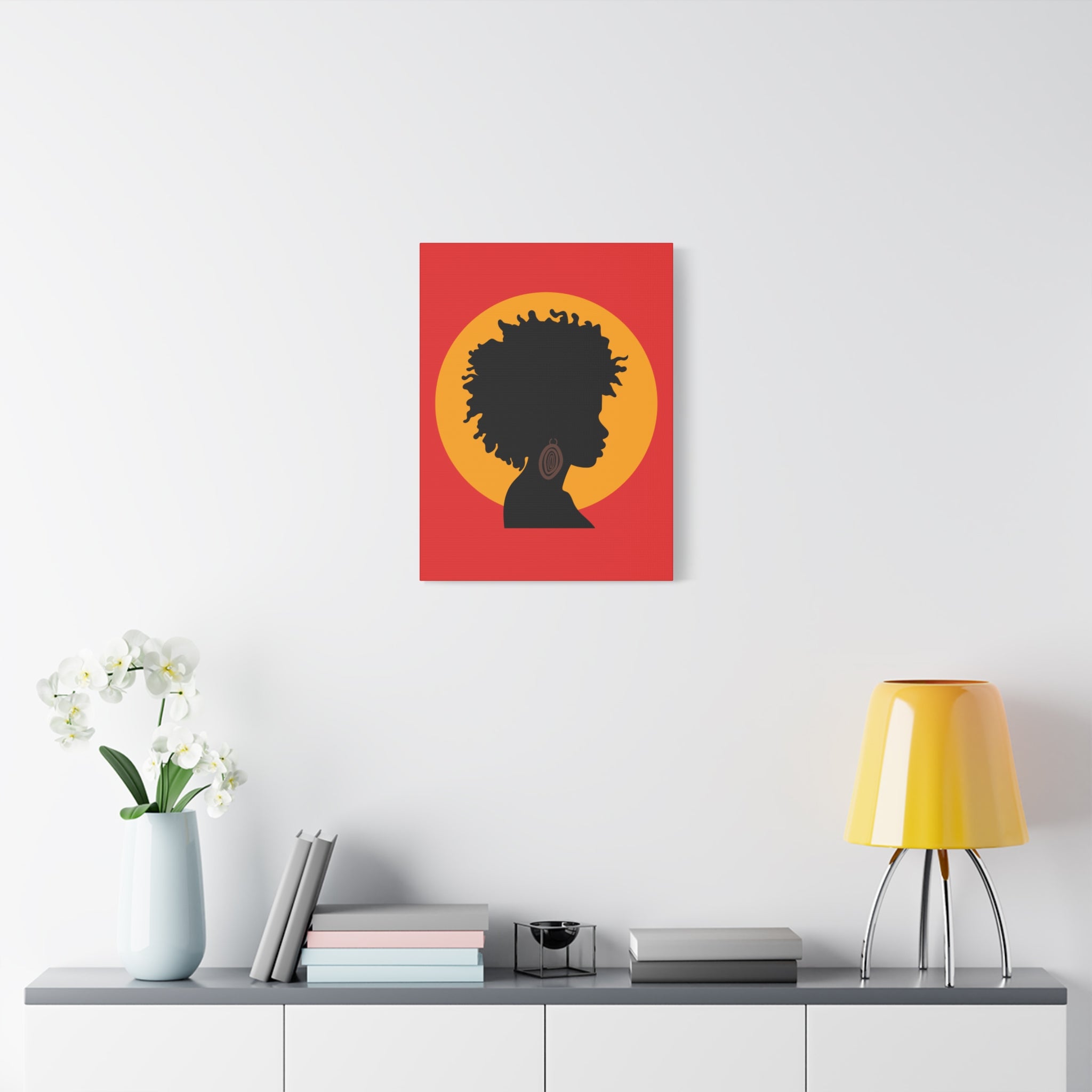 Black Woman Profile with Afro & Earring - Canvas Art
